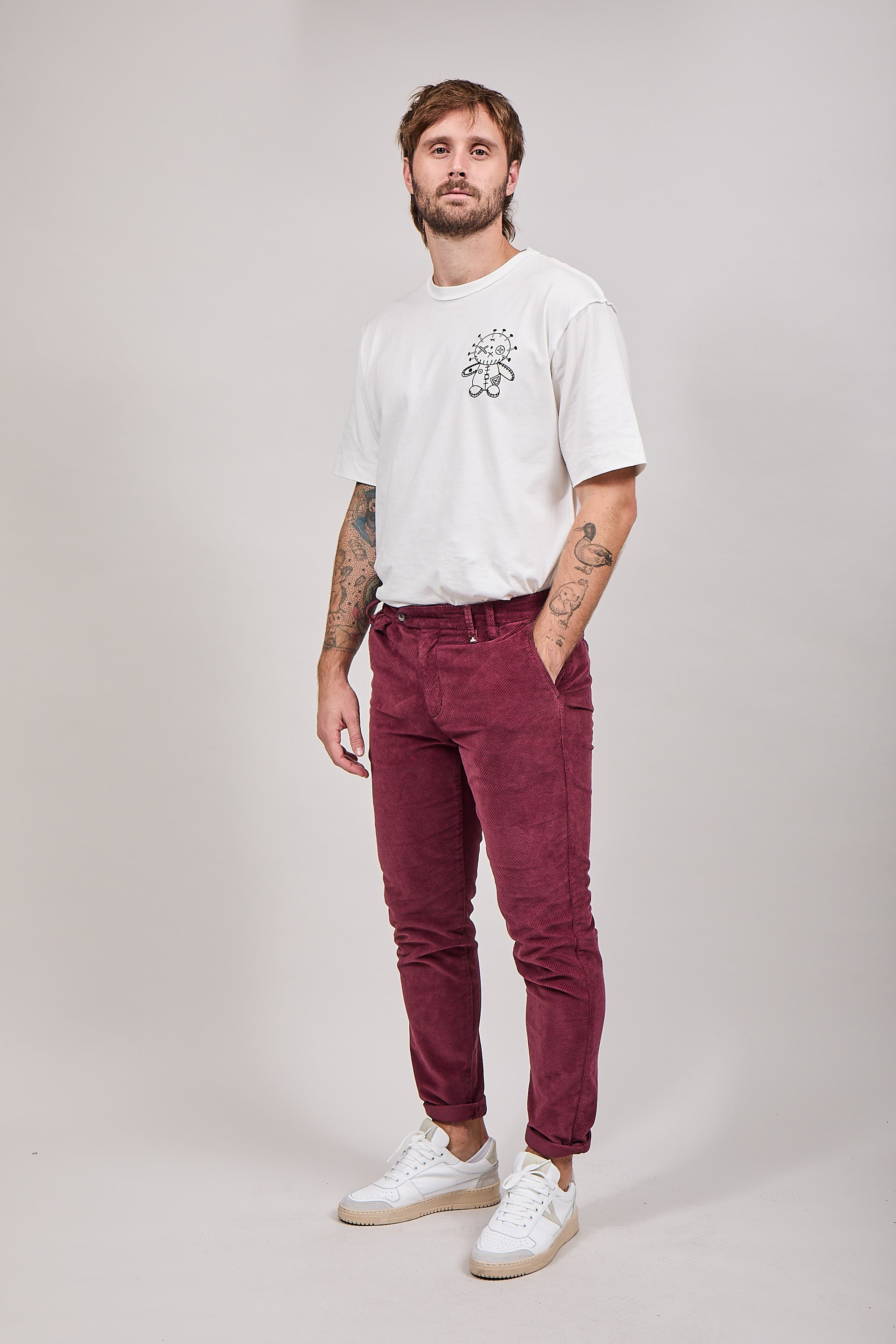 Pantalone velluto Berna chinos 118 Bordeaux
