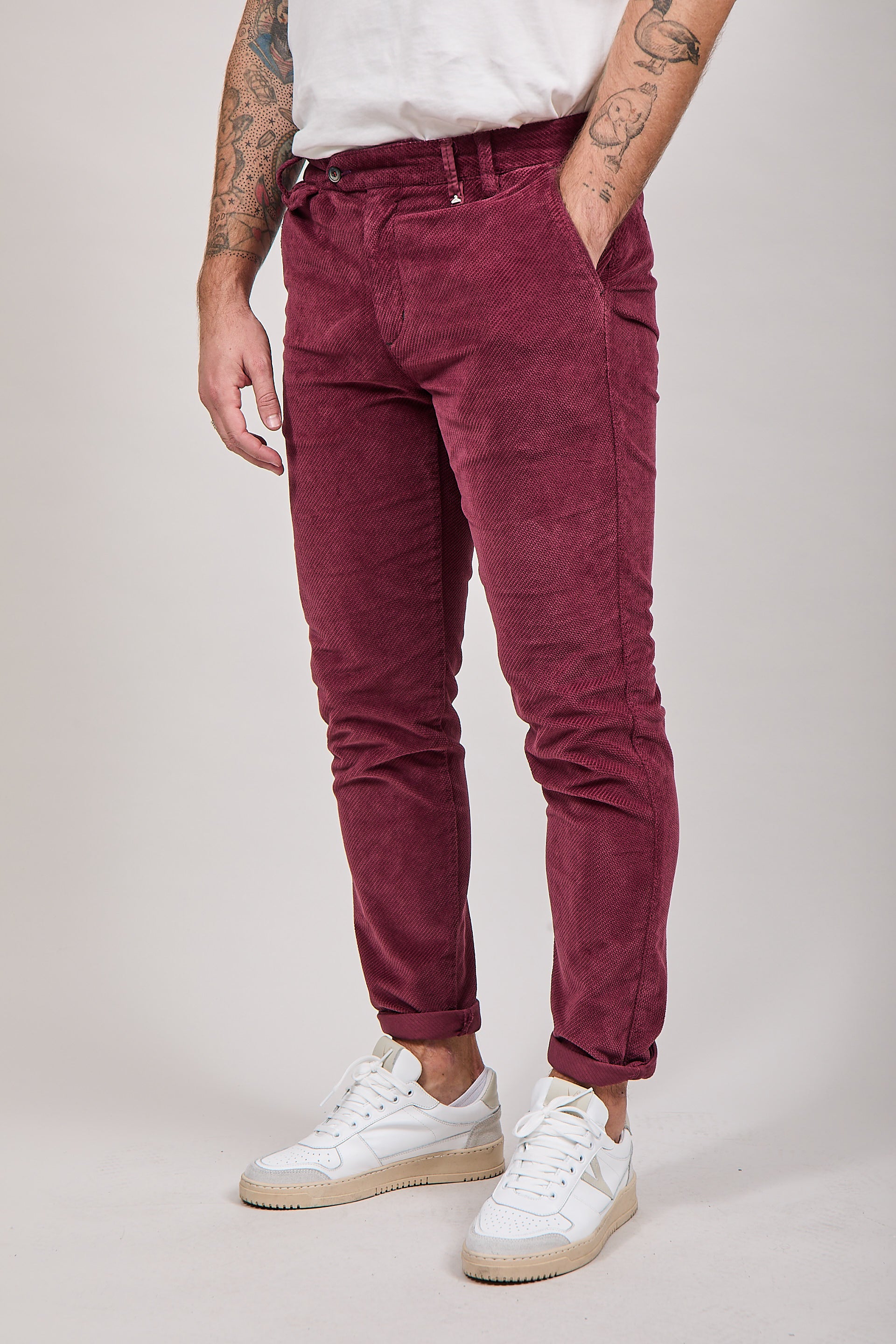 Pantalone velluto Berna chinos 118 Bordeaux