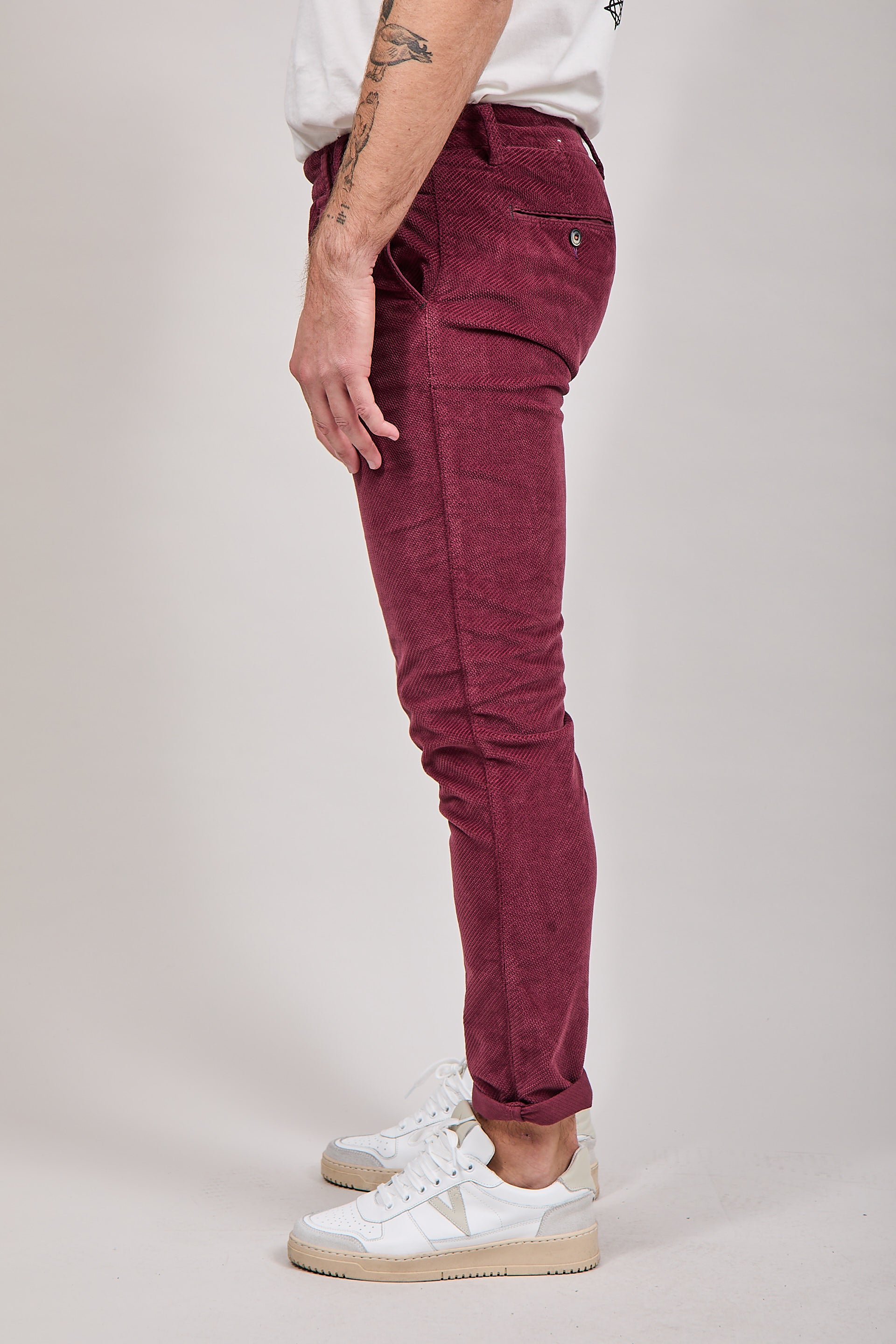 Pantalone velluto Berna chinos 118 Bordeaux