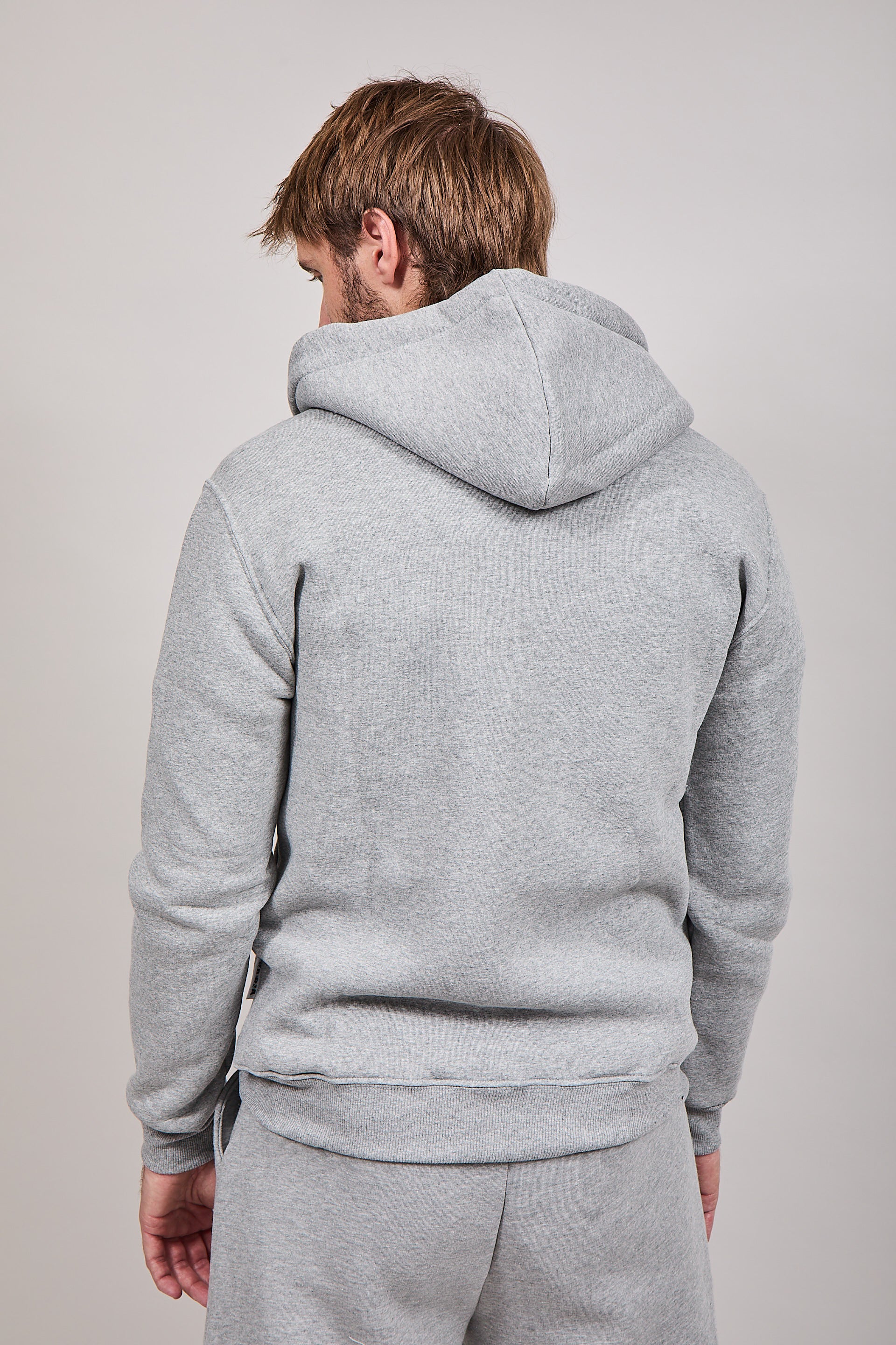 Felpa Berna Zip Cappuccio Grigia