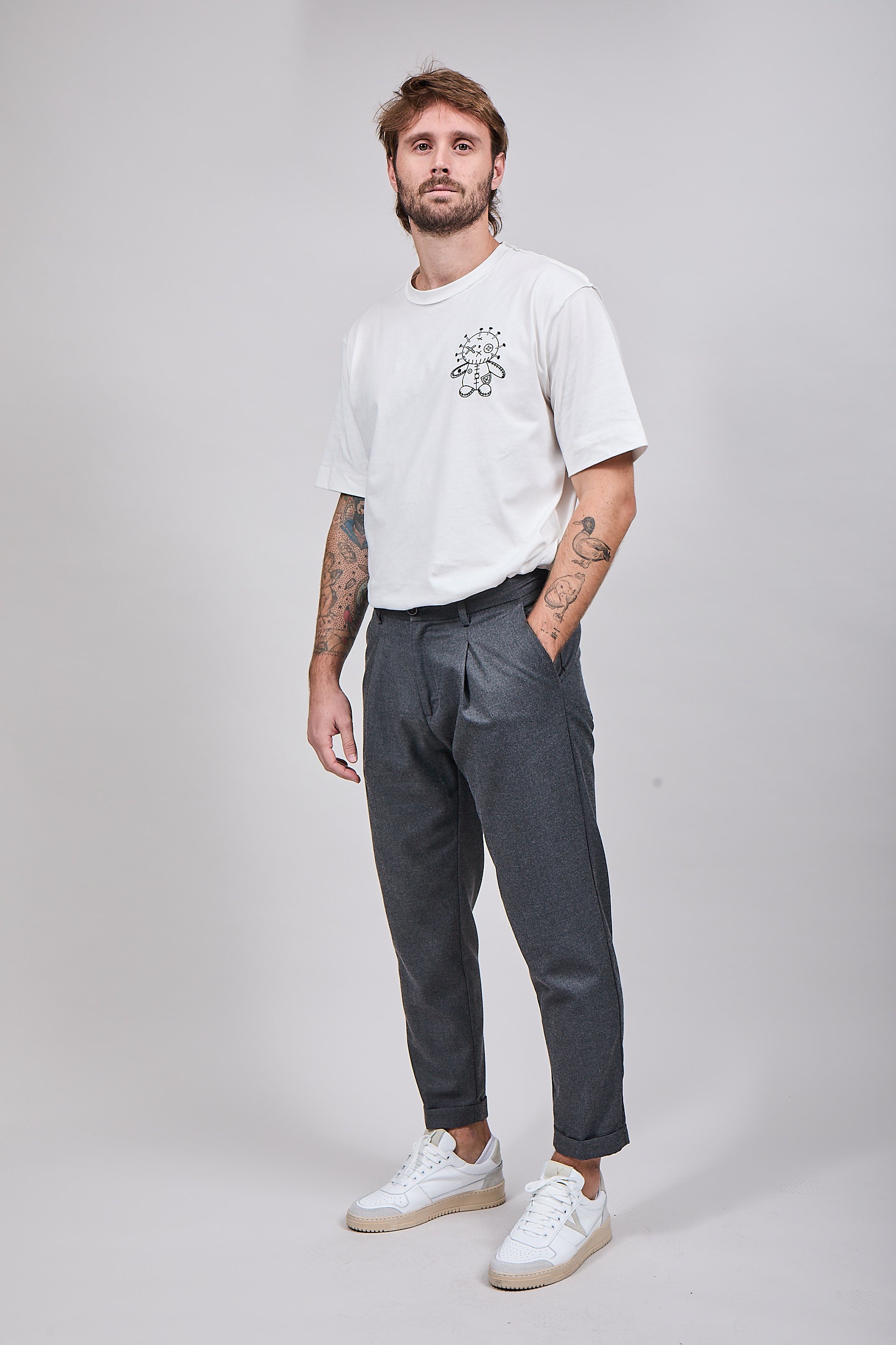 Pantalone Over-D Pince Grigio P29