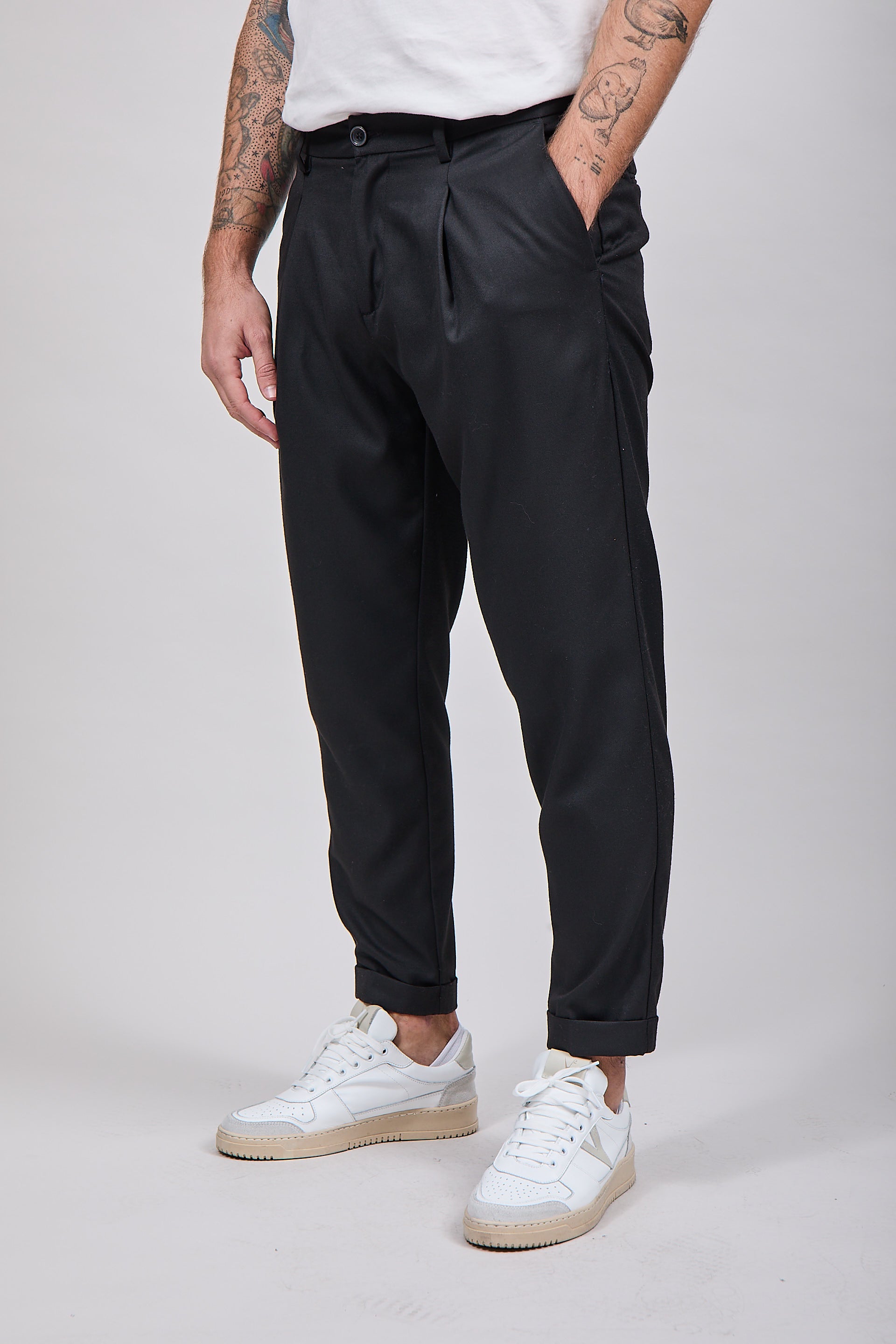 Pantalone Over-D Pince Nero P29