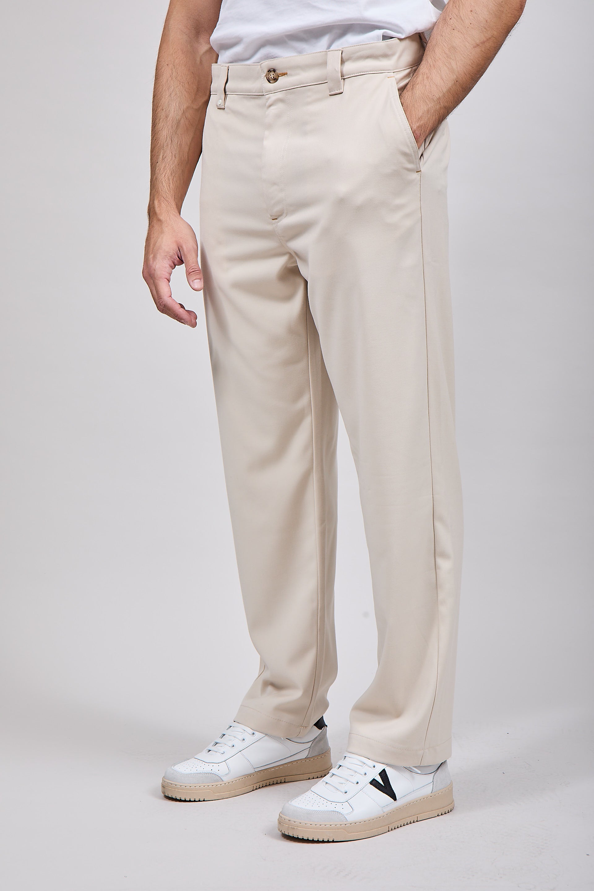 Pantalone Block Eleven Palazzo Crema 001
