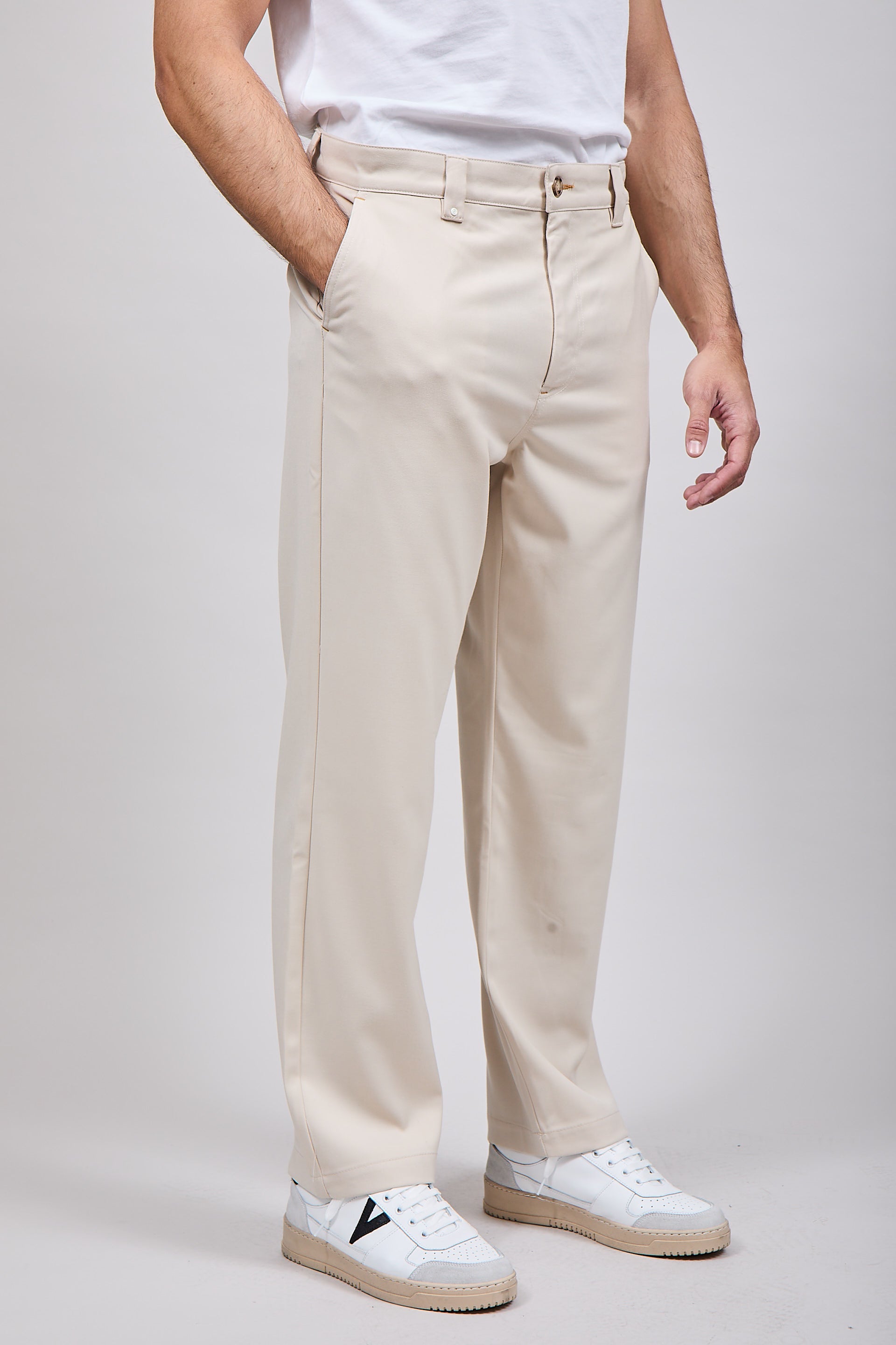Pantalone Block Eleven Palazzo Crema 001