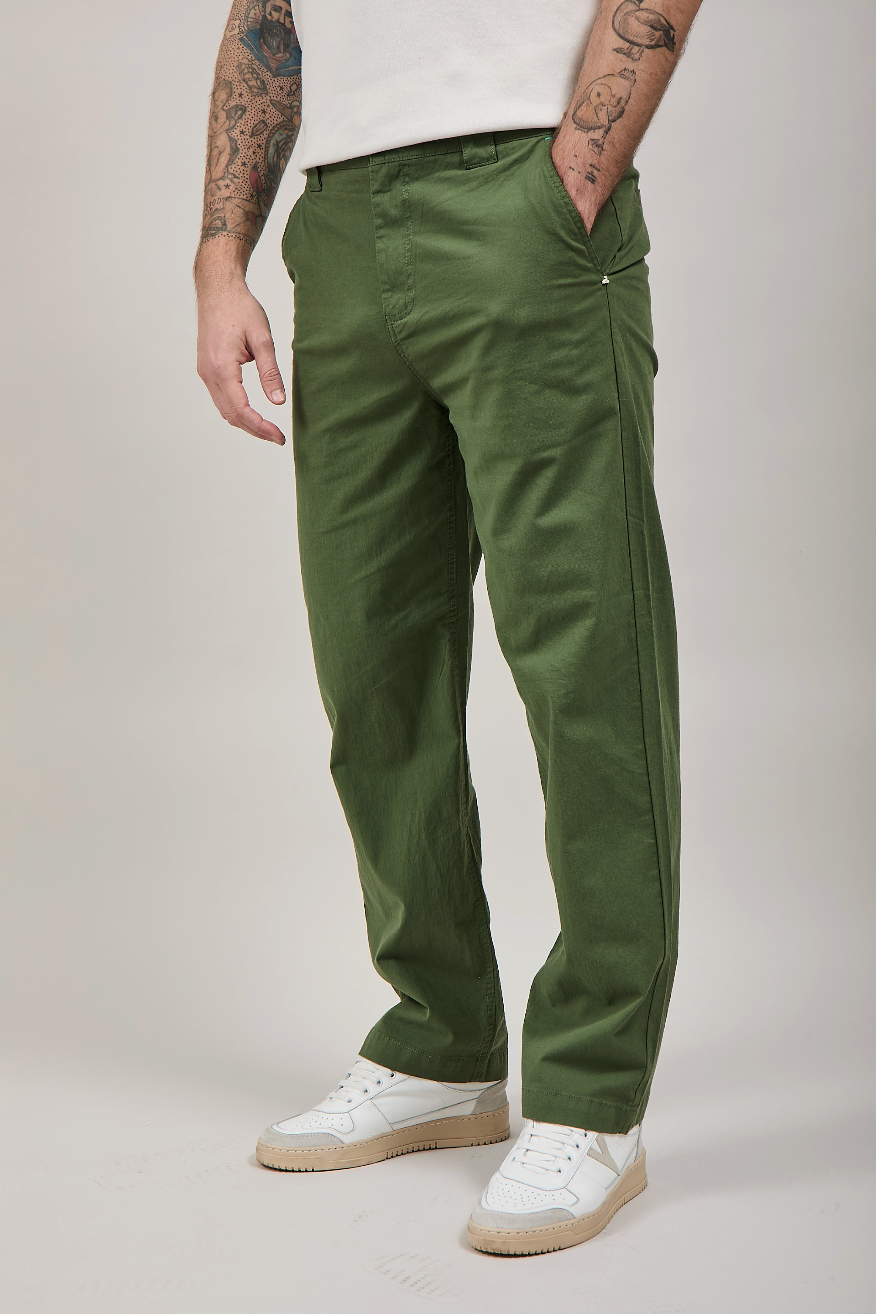Pantalone Berna Lino Verde scuro 1283