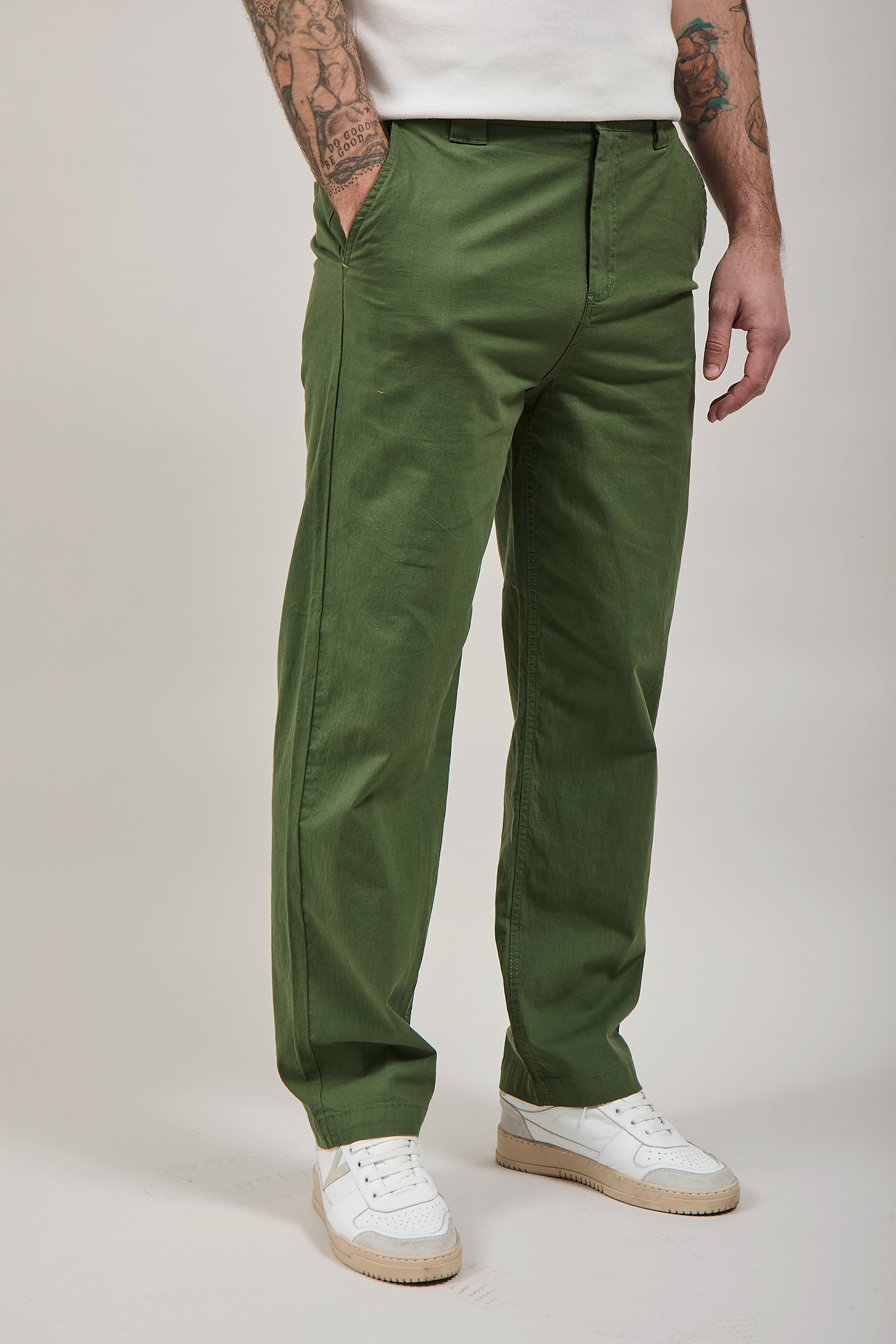 Pantalone Berna Lino Verde scuro 1283