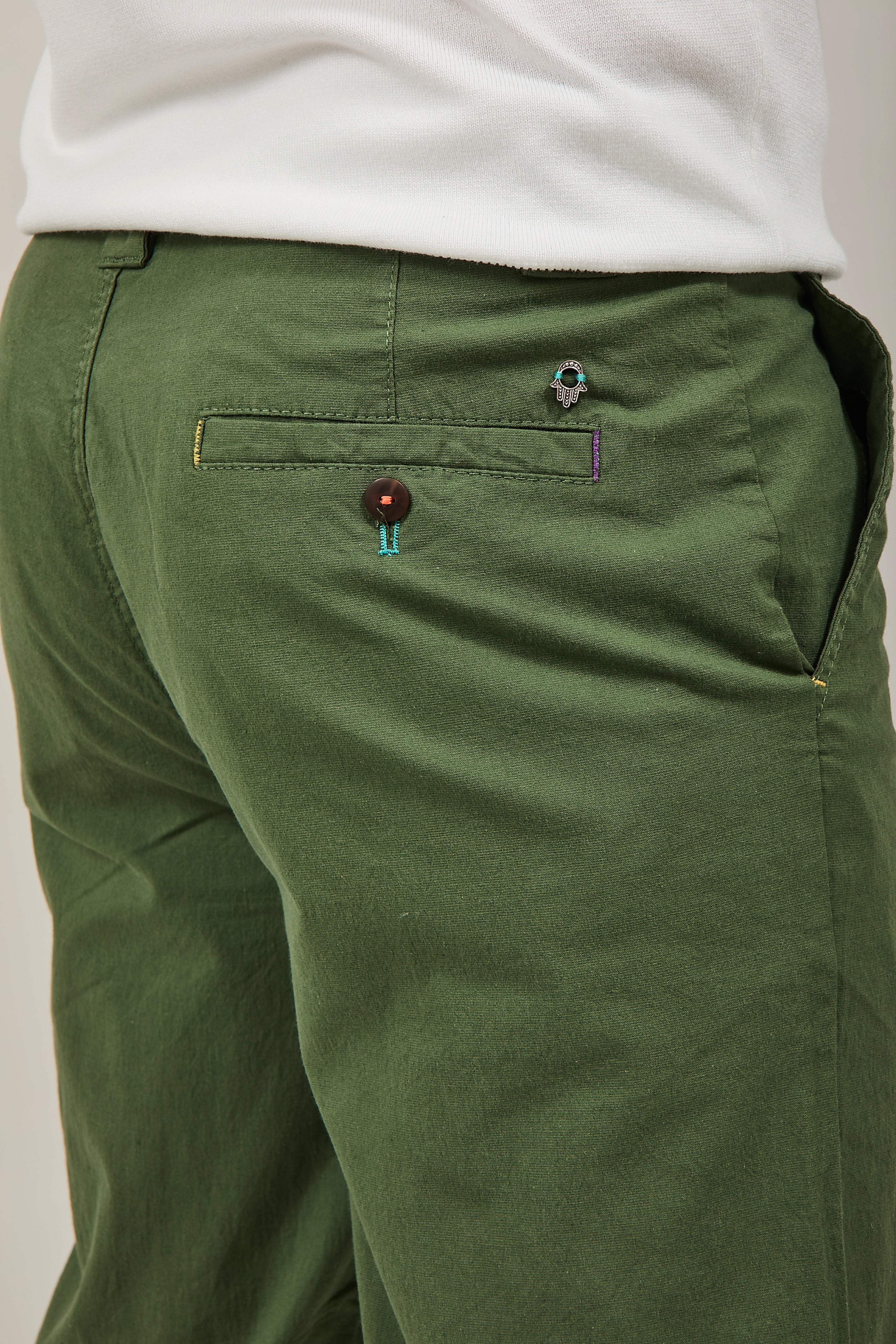 Pantalone Berna Lino Verde scuro 1283