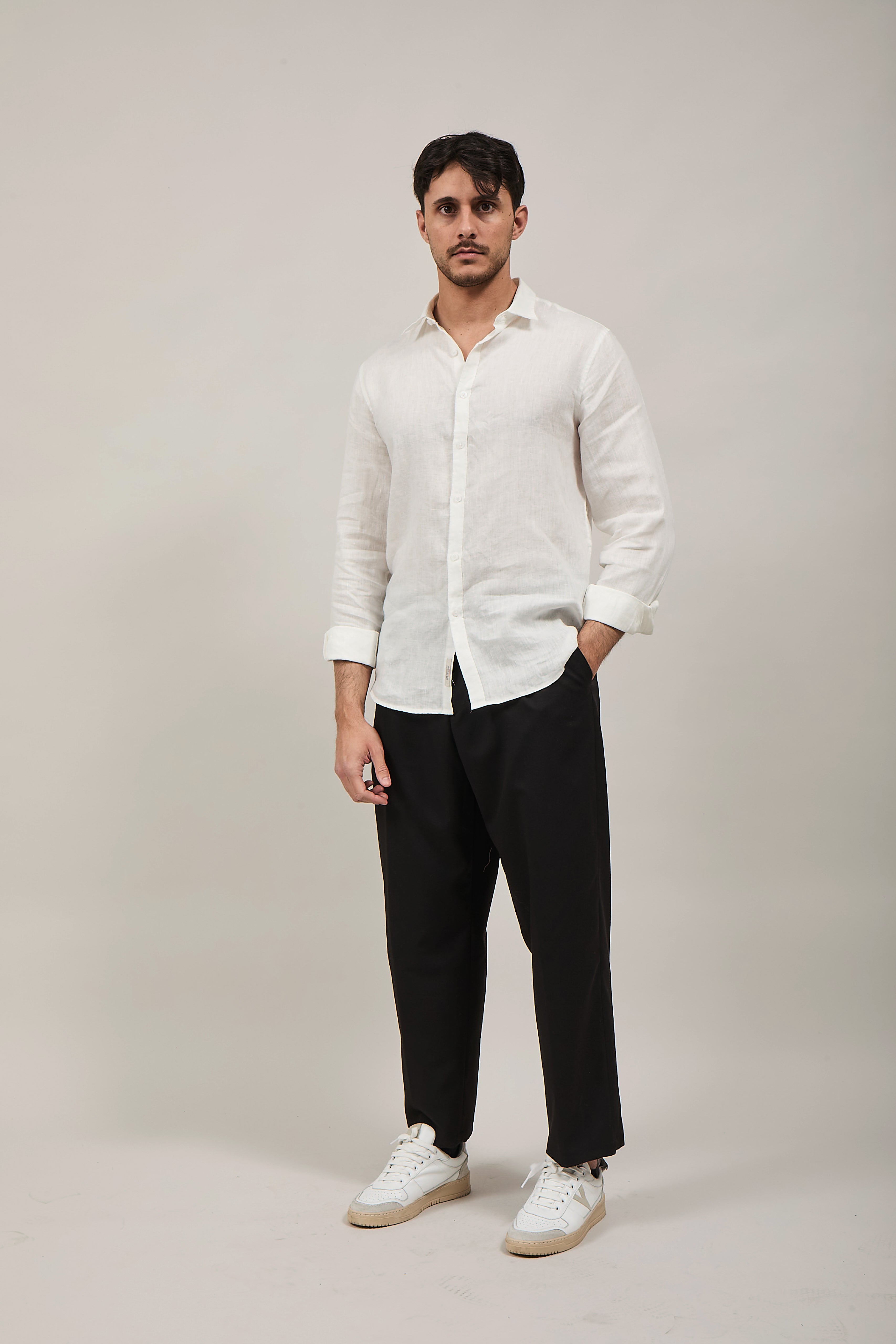 Camicia Gianni Lupo Lino 7619 Bianca