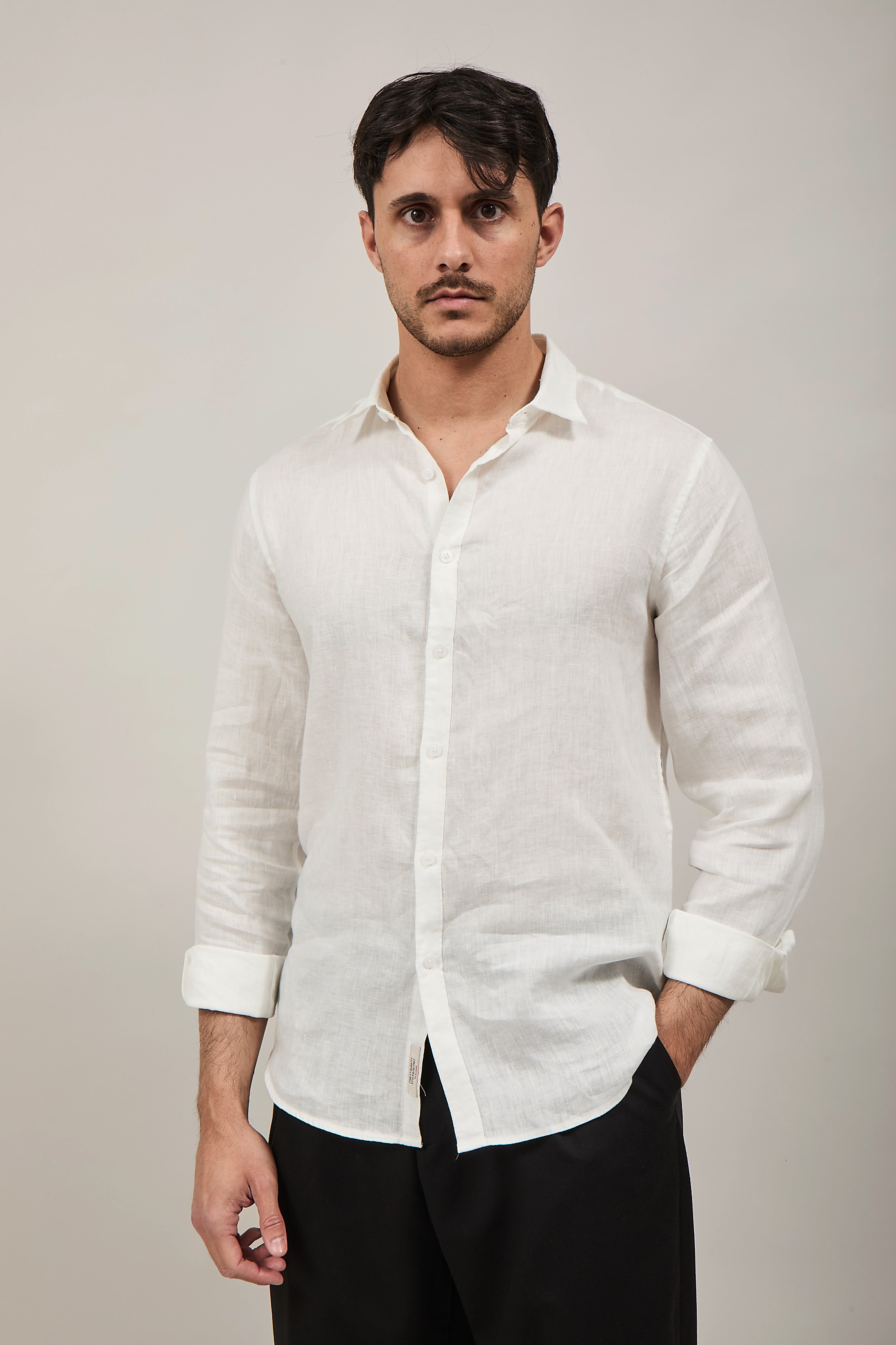 Camicia Gianni Lupo Lino 7619 Bianca