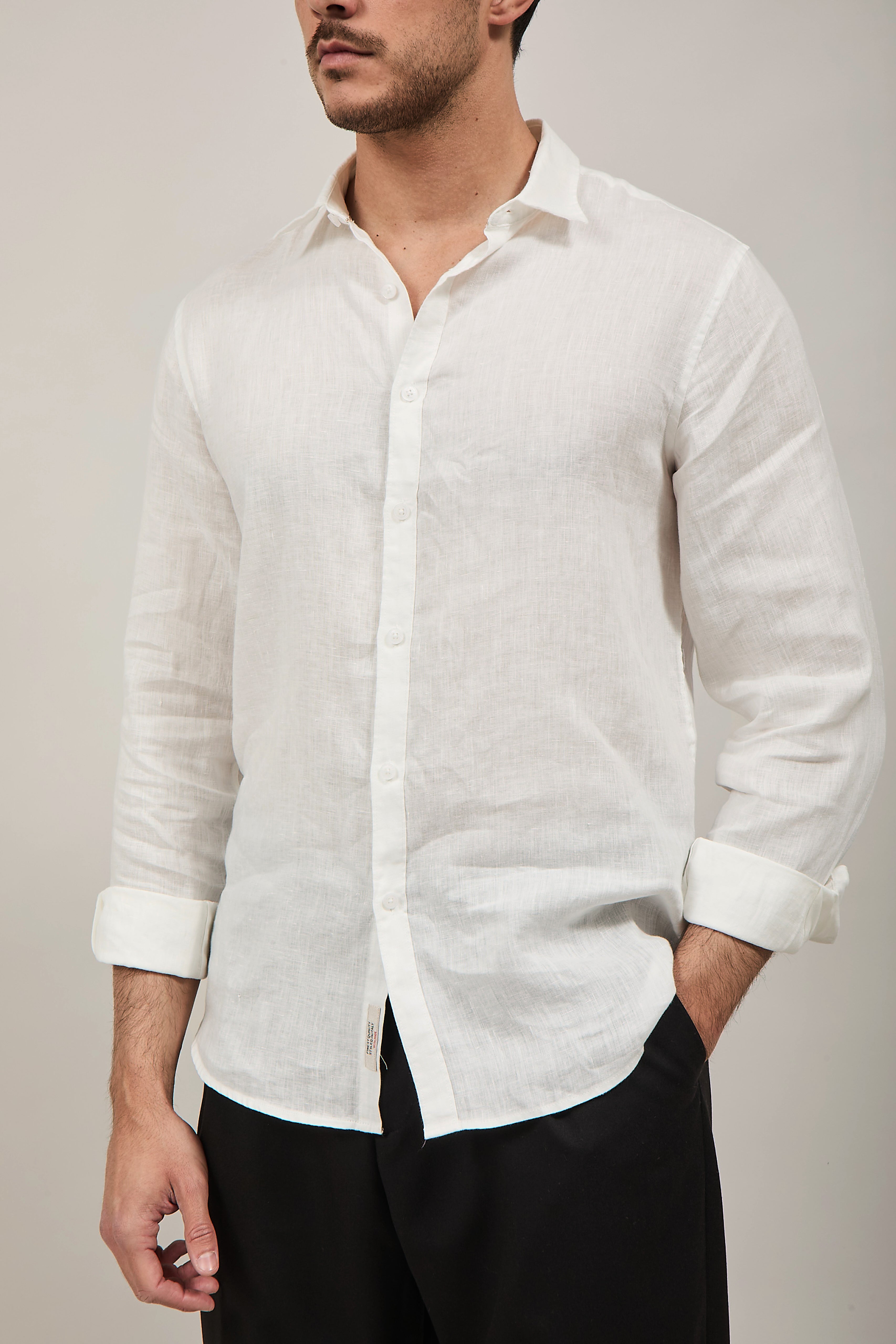 Camicia Gianni Lupo Lino 7619 Bianca