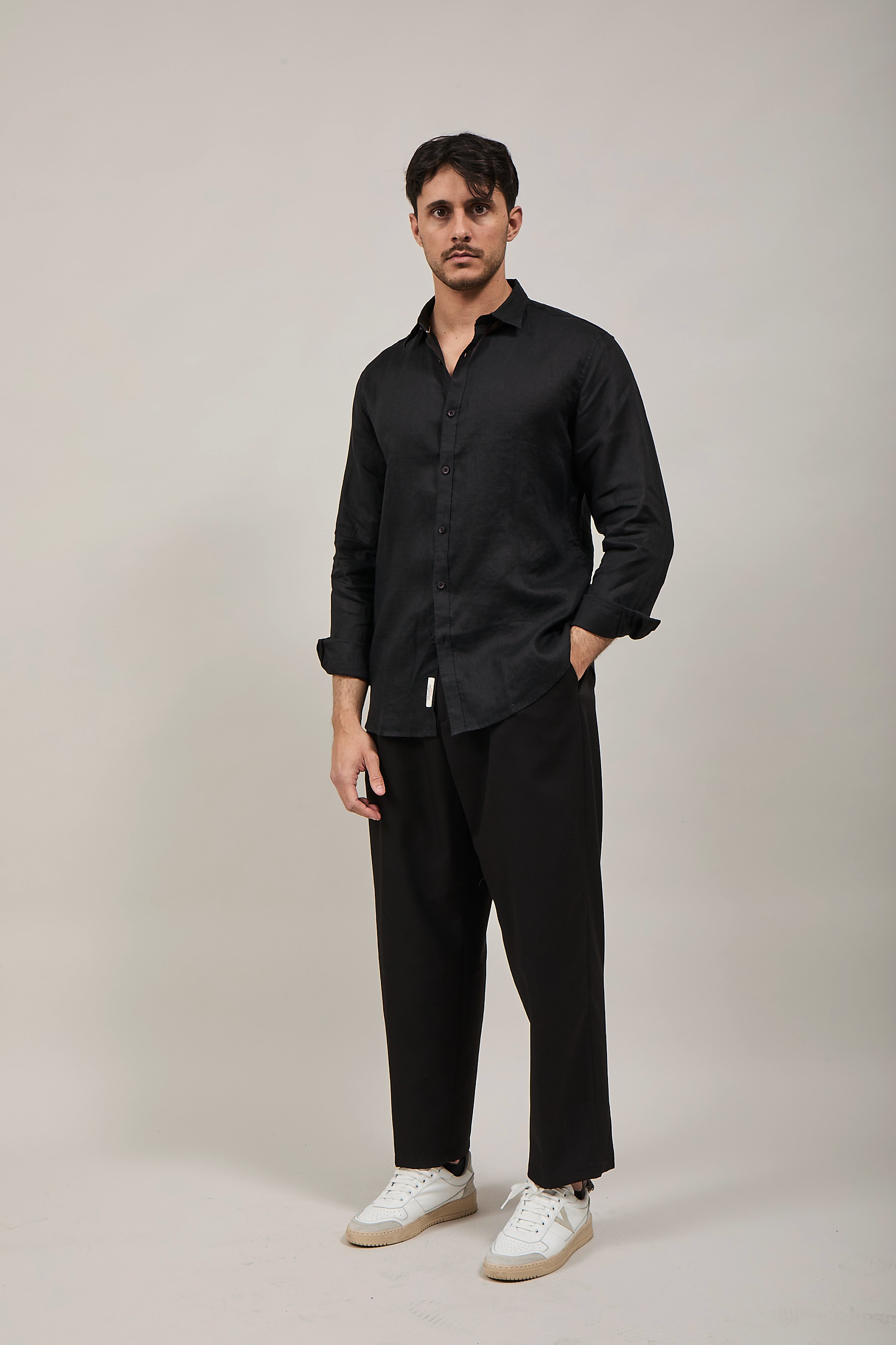 Camicia Gianni Lupo Lino 7619 Nera