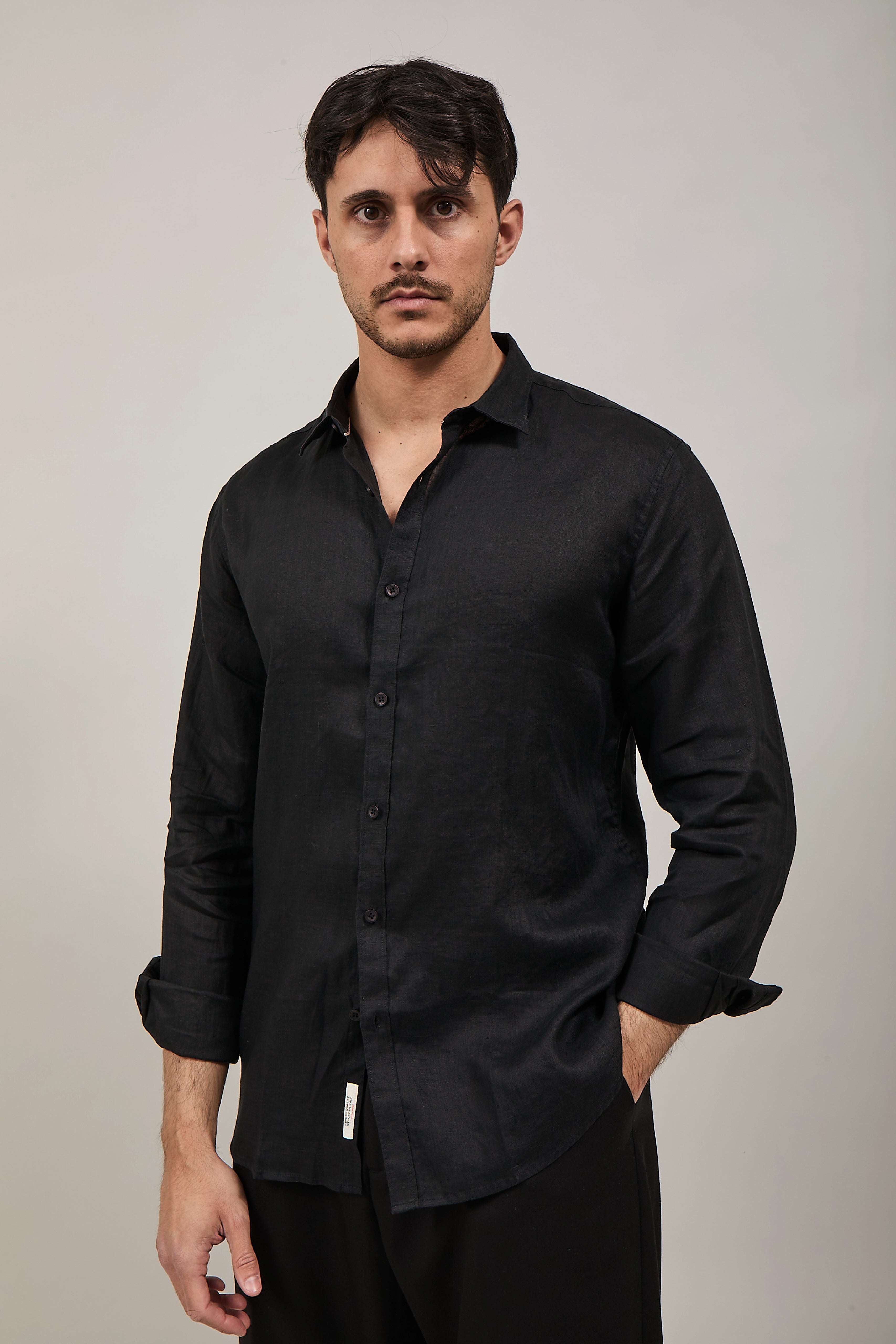 Camicia Gianni Lupo Lino 7619 Nera