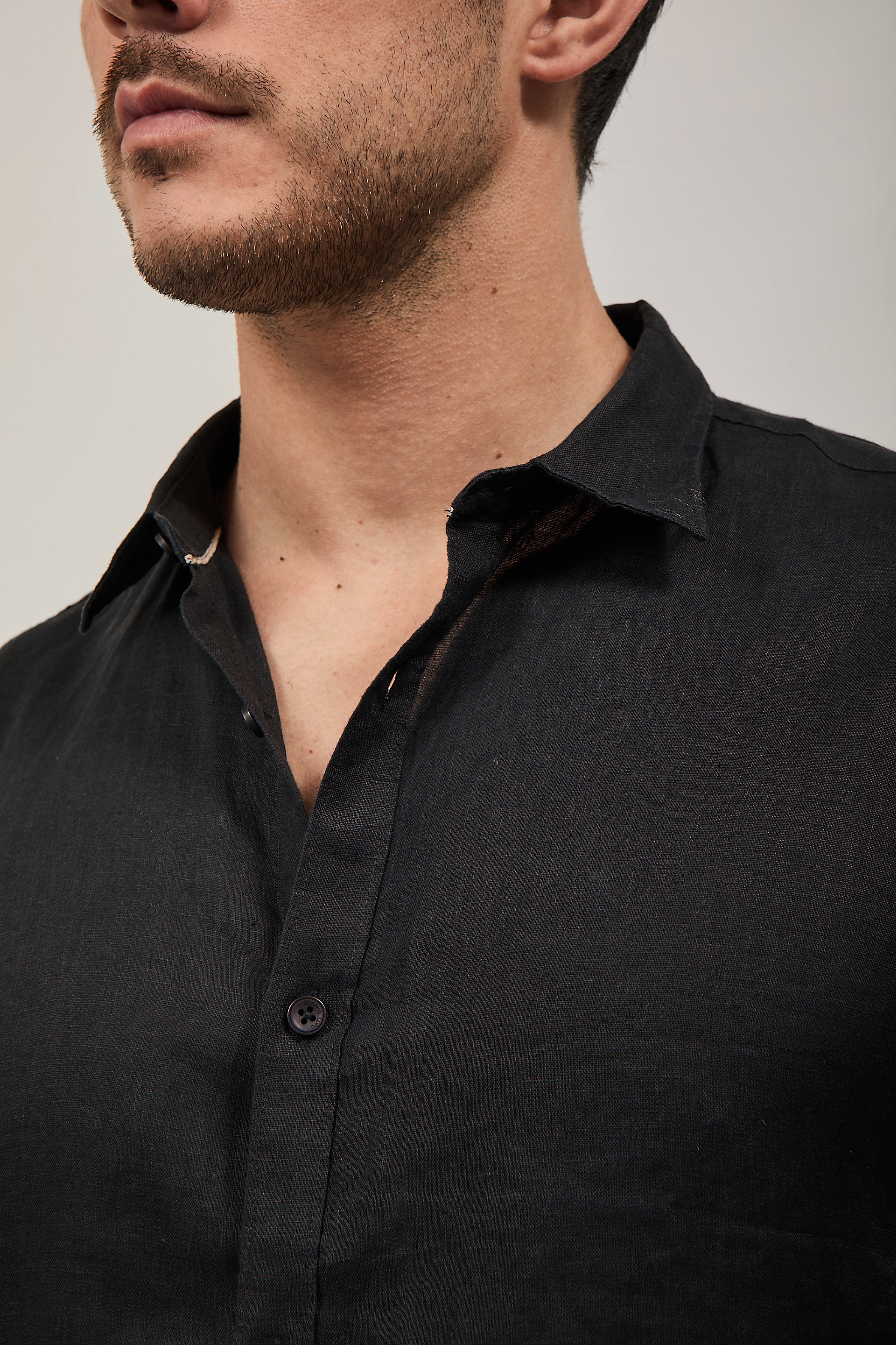 Camicia Gianni Lupo Lino 7619 Nera