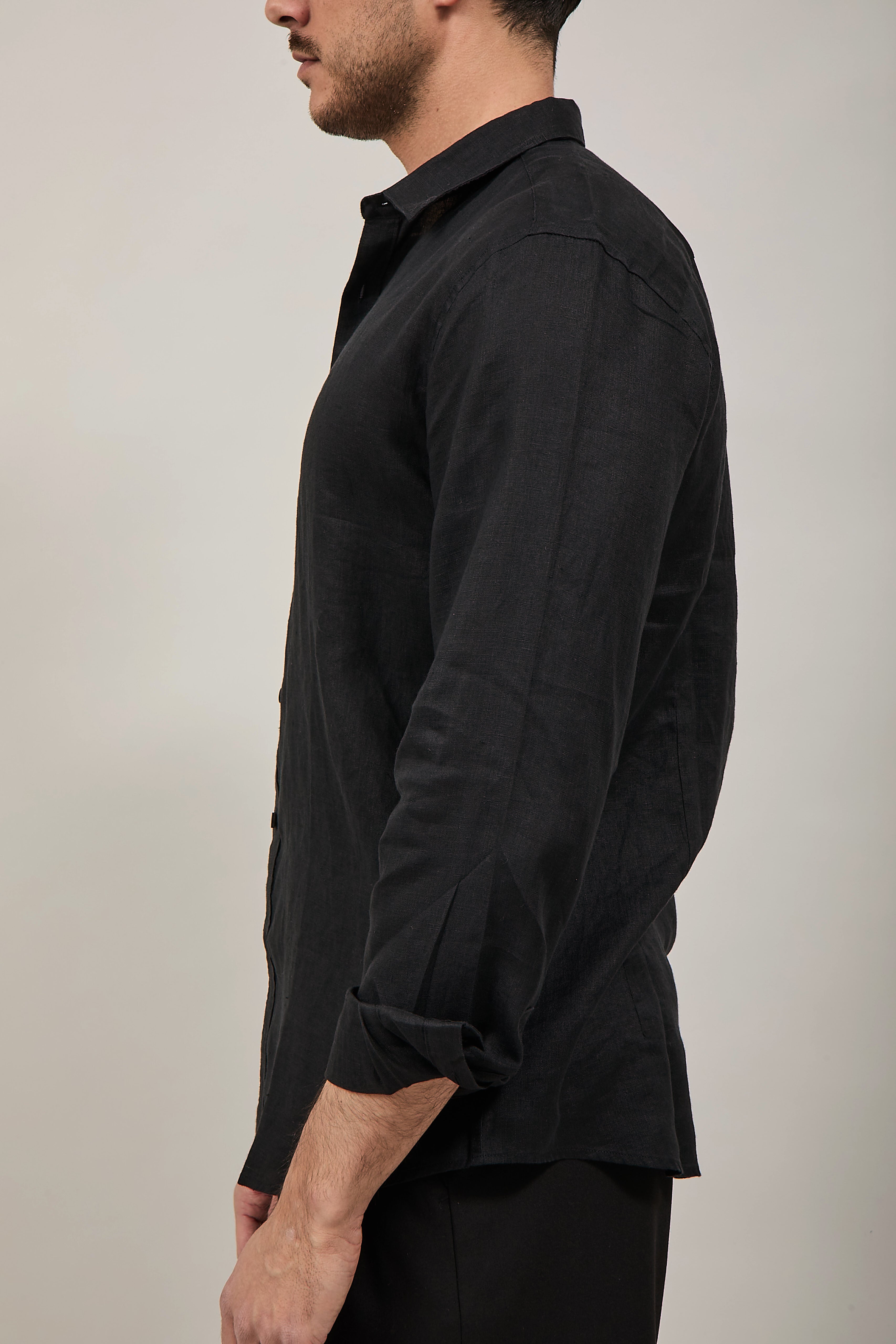 Camicia Gianni Lupo Lino 7619 Nera