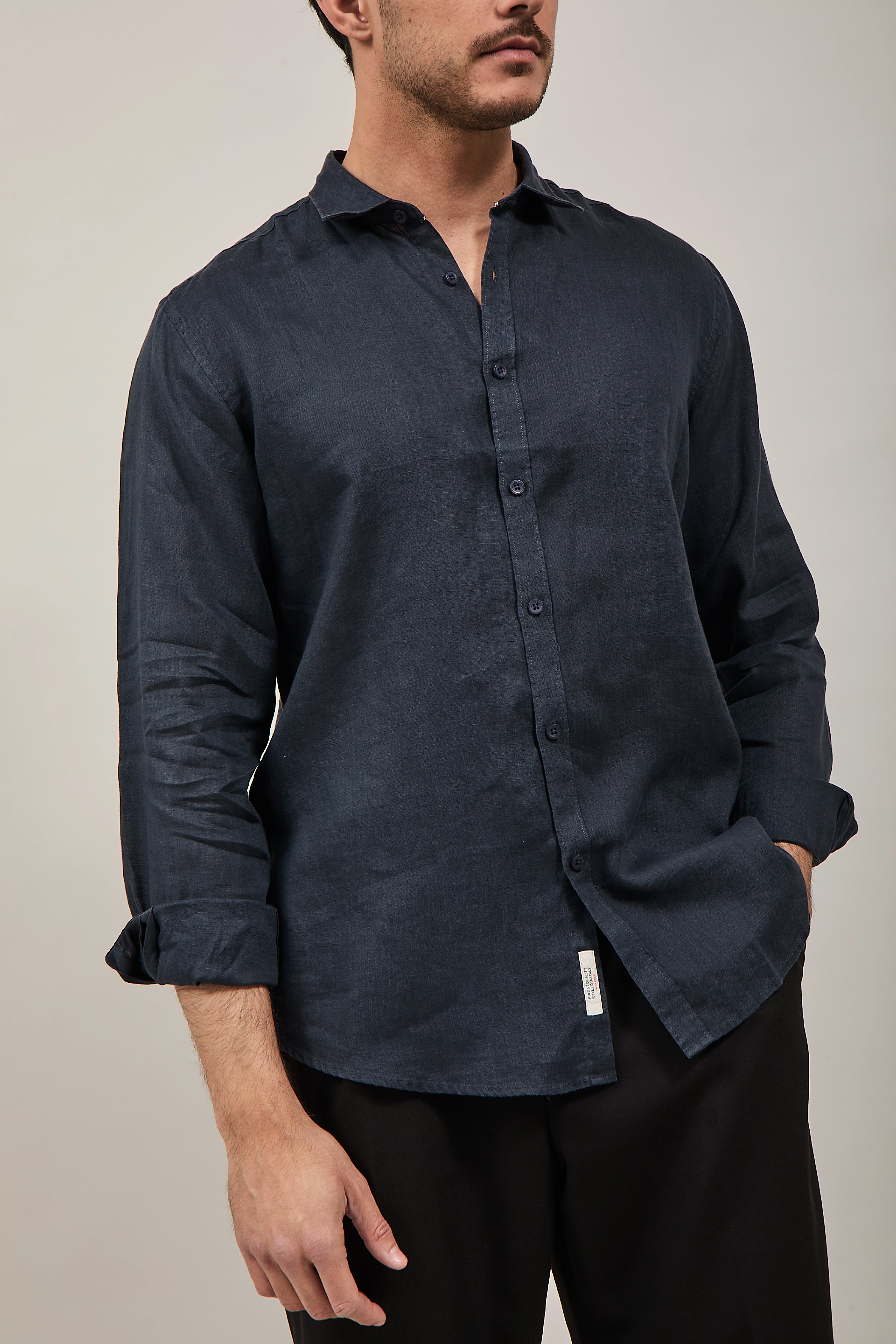 Camicia Gianni Lupo Lino 7619 Navy