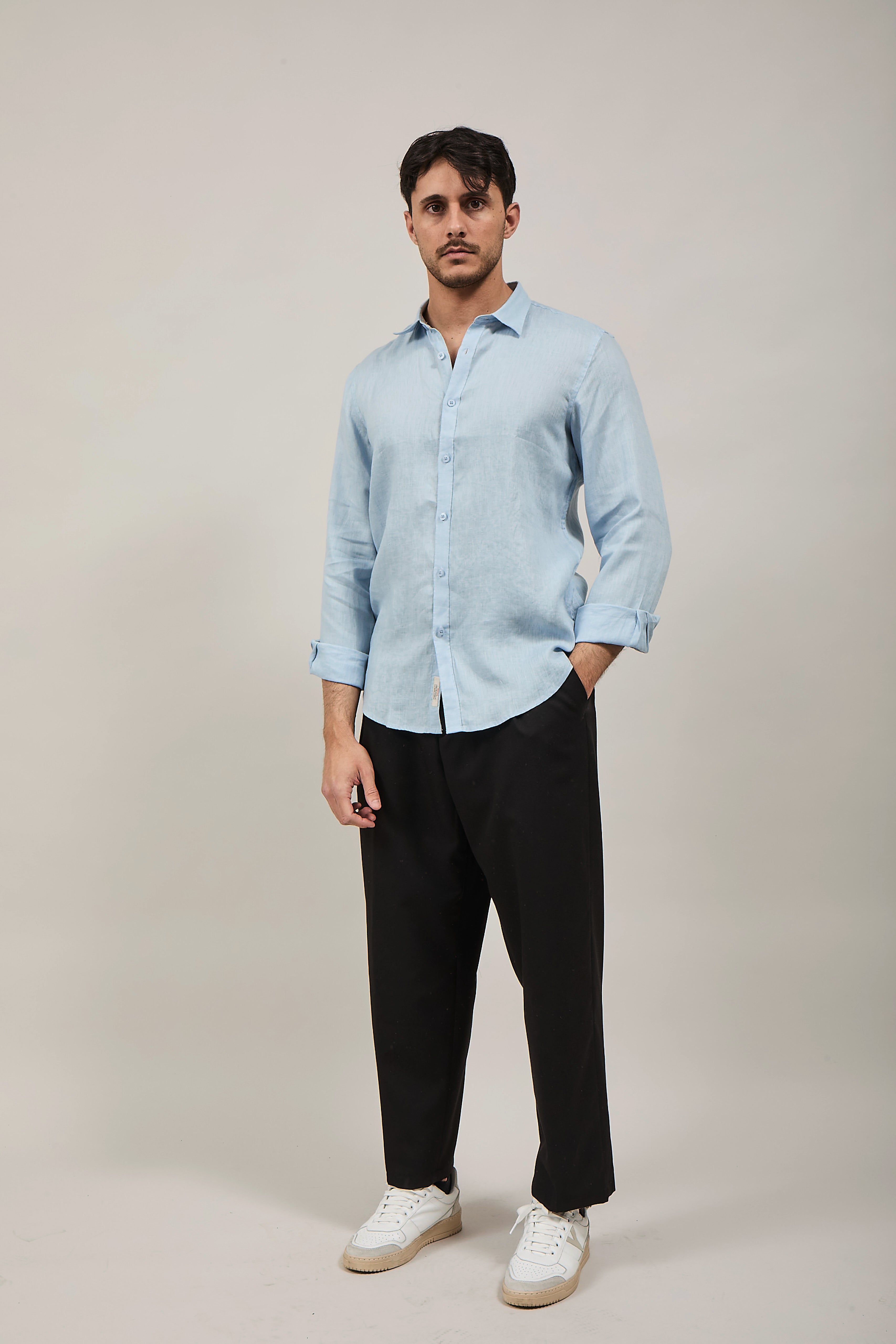 Camicia Gianni Lupo Lino 7619 Sky