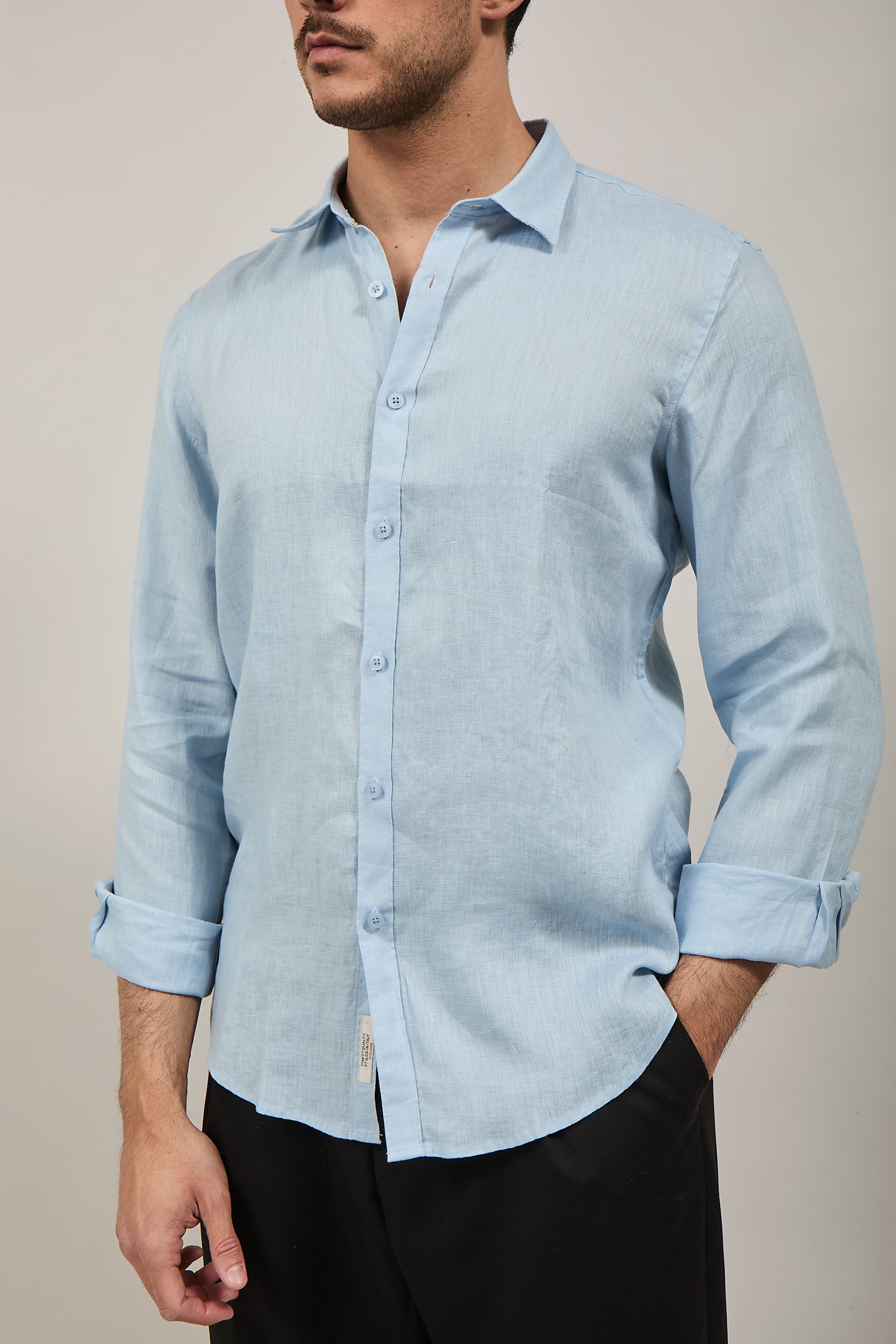 Camicia Gianni Lupo Lino 7619 Sky