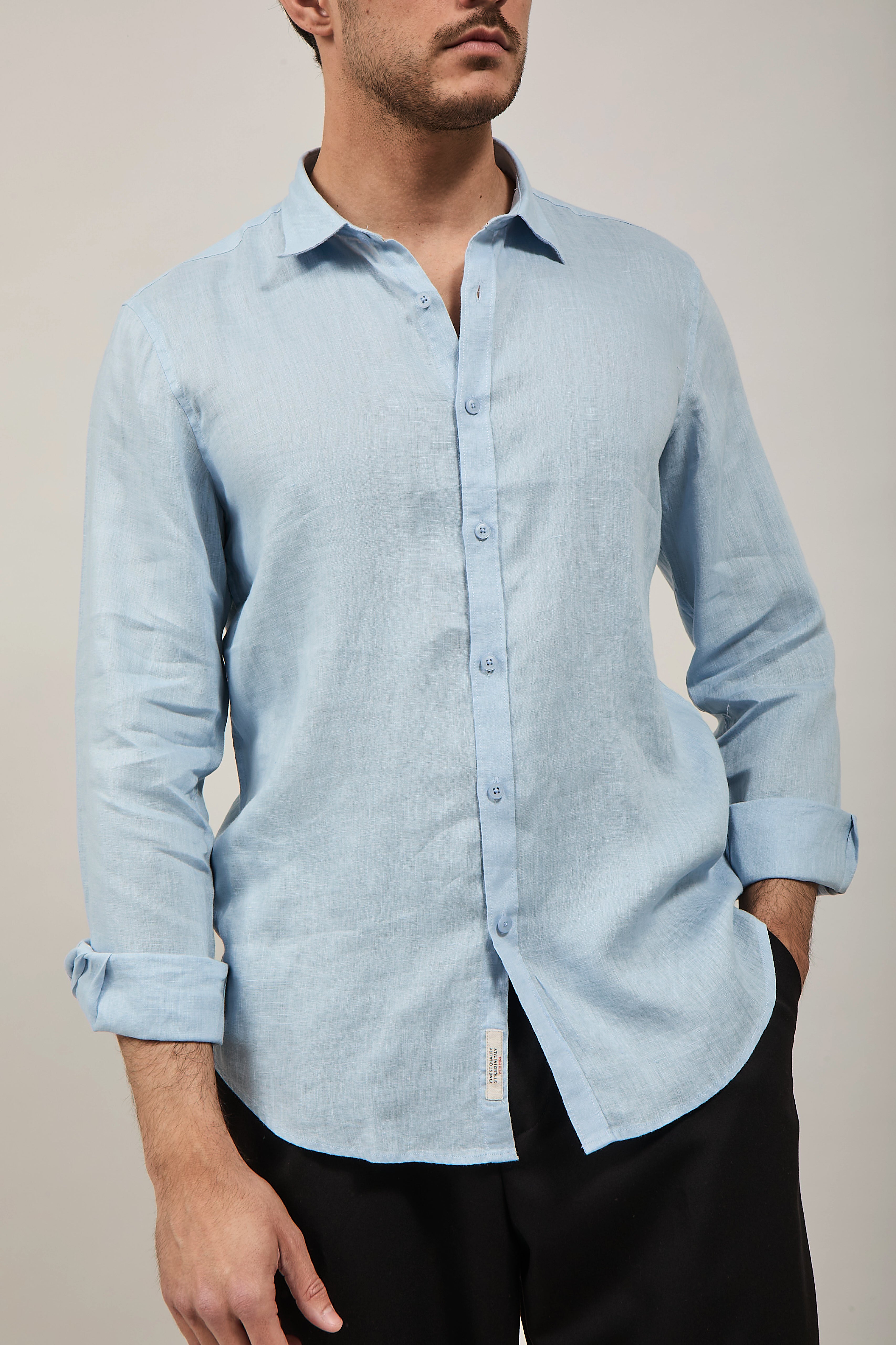 Camicia Gianni Lupo Lino 7619 Sky