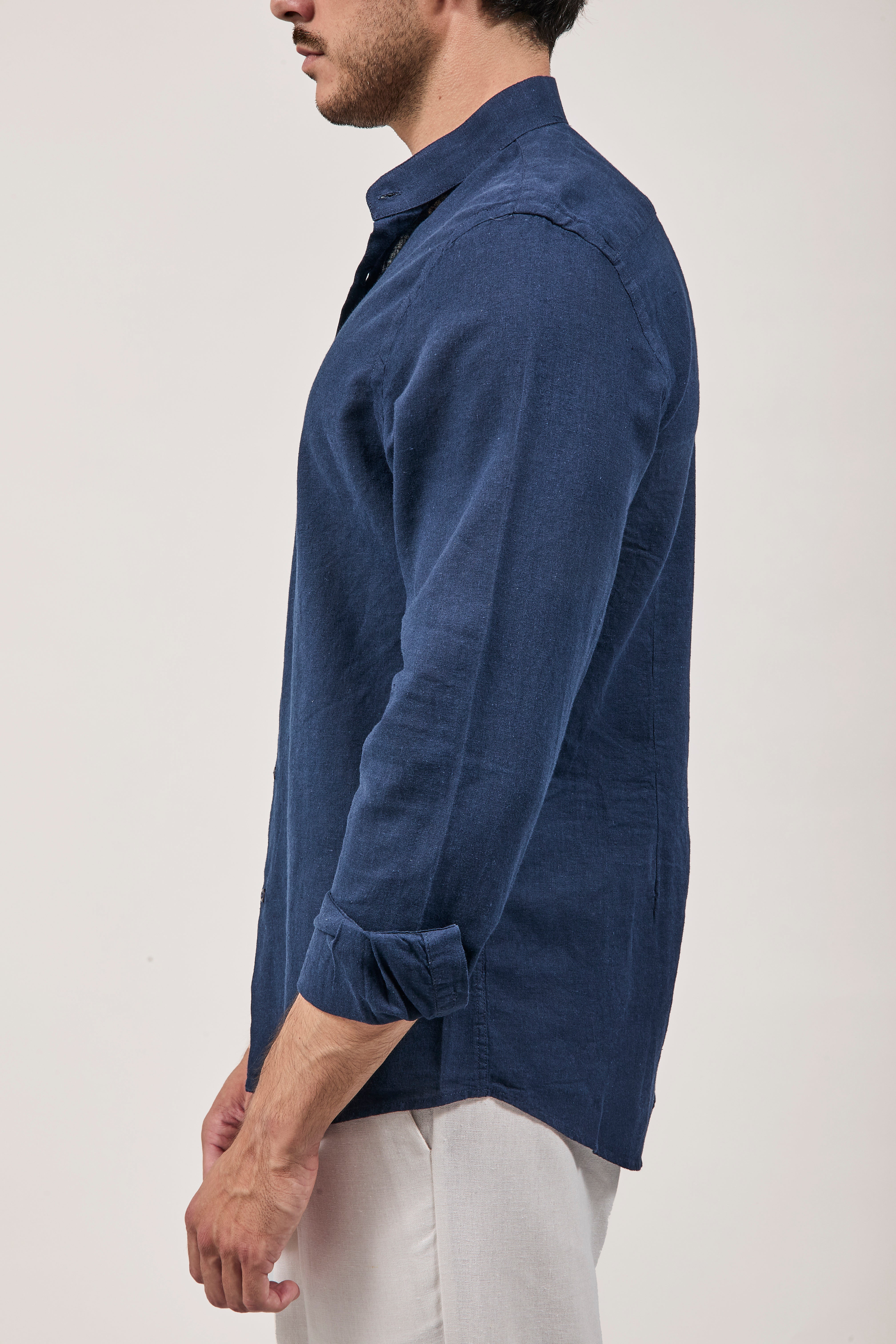 Camicia Why Not Brand Lino coreana Blu