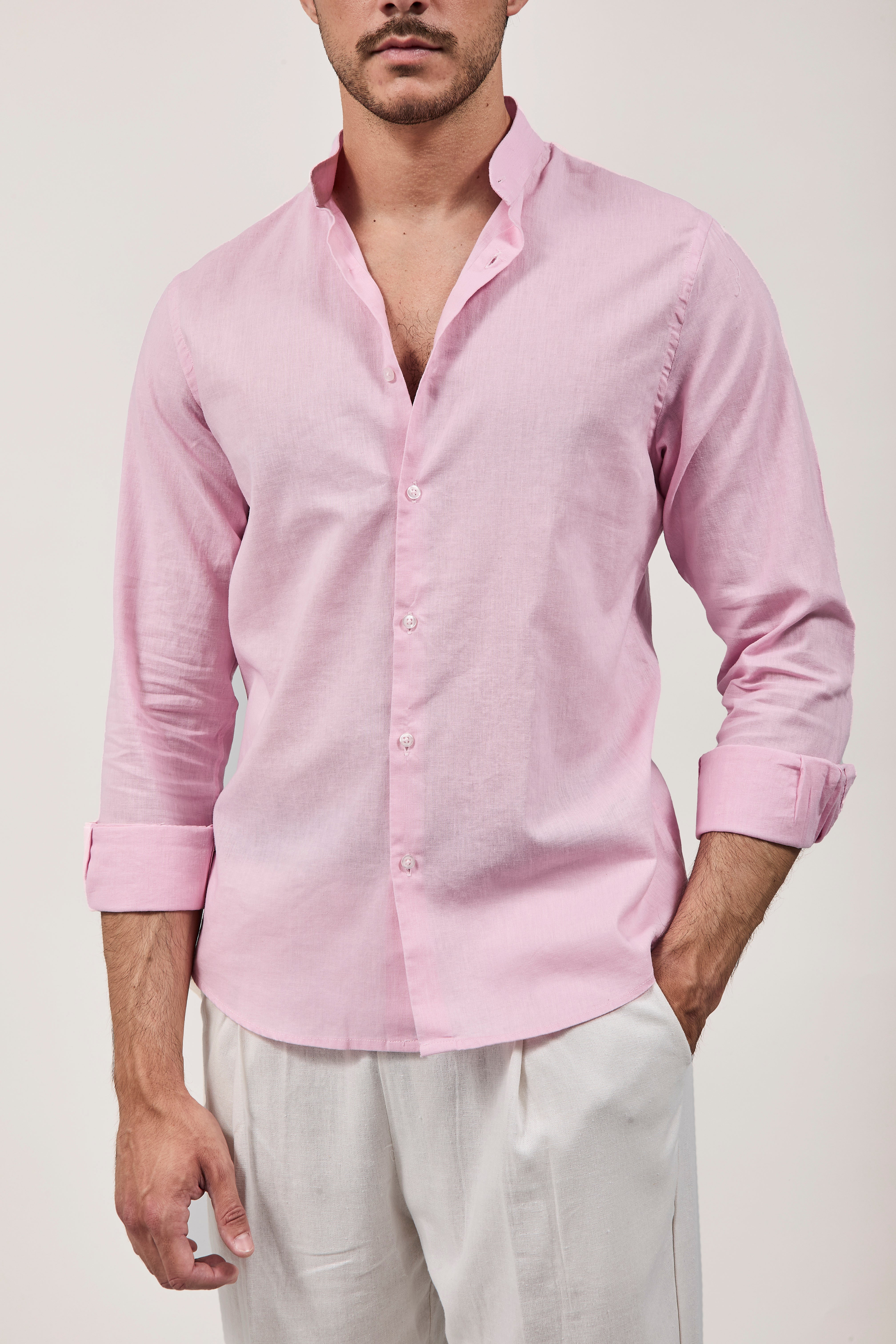 Camicia Why Not Brand Lino coreana Rosa