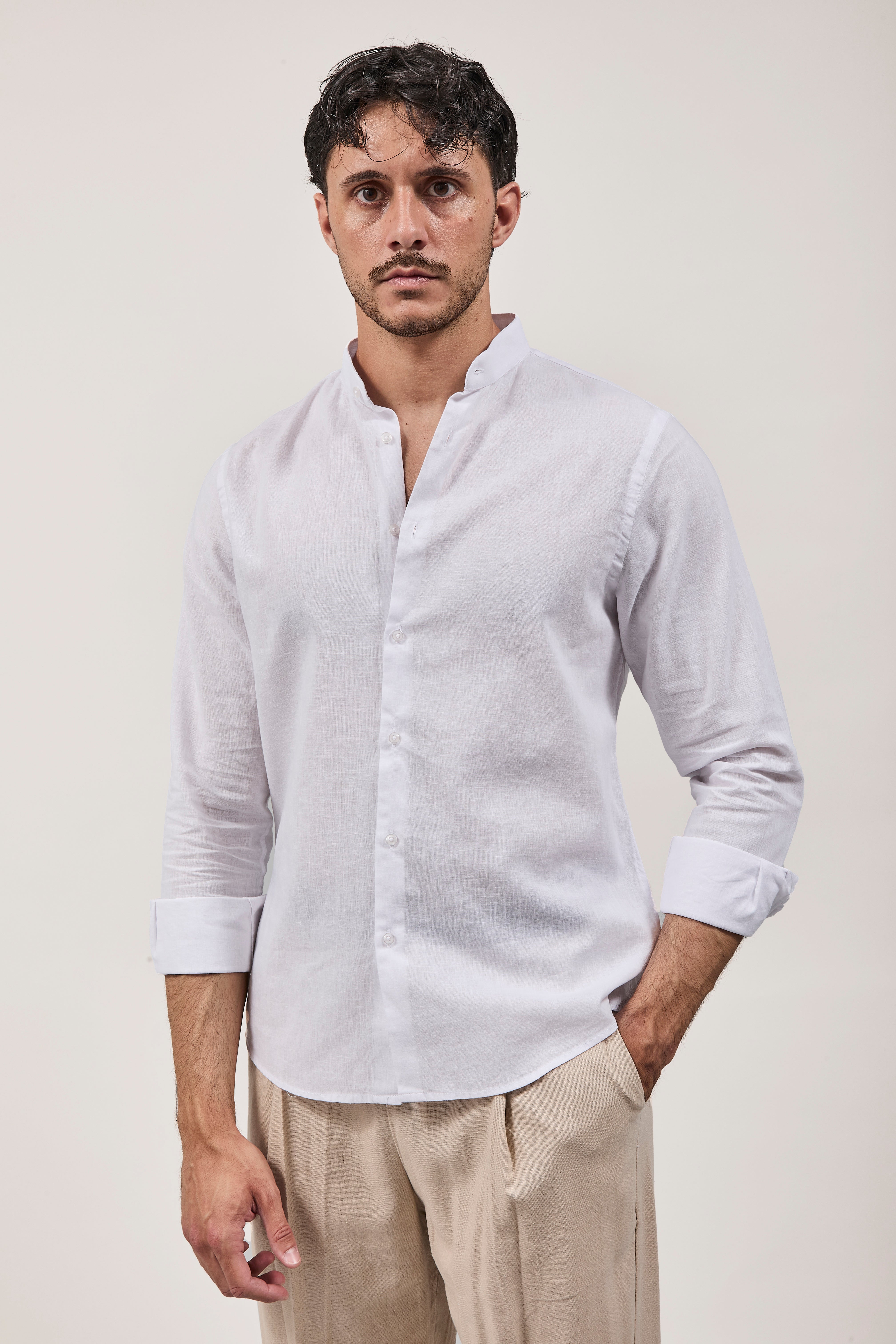Camicia Why Not Brand Lino coreana Bianca