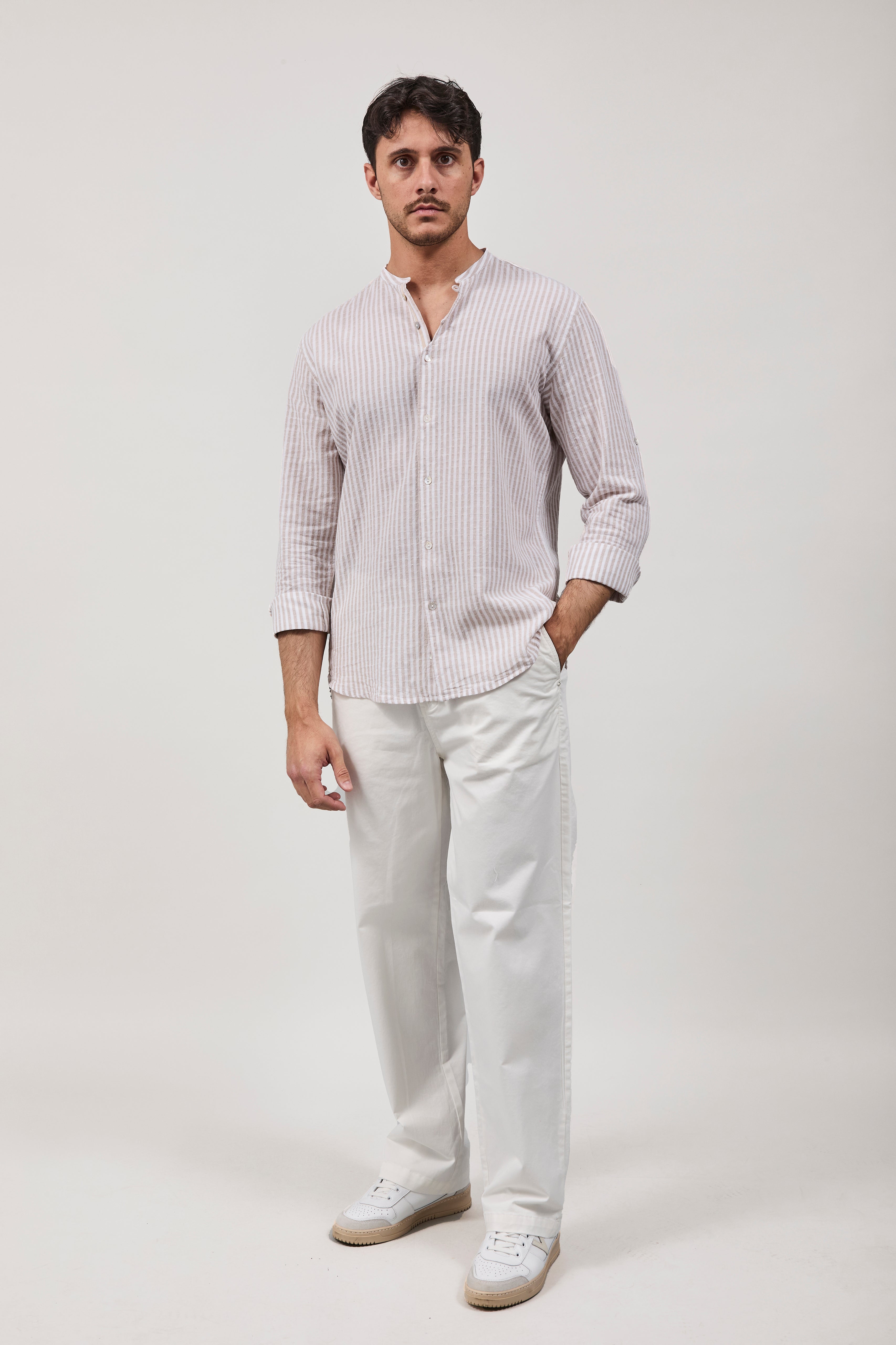 Camicia Over-D Coreana Riga Beige C13