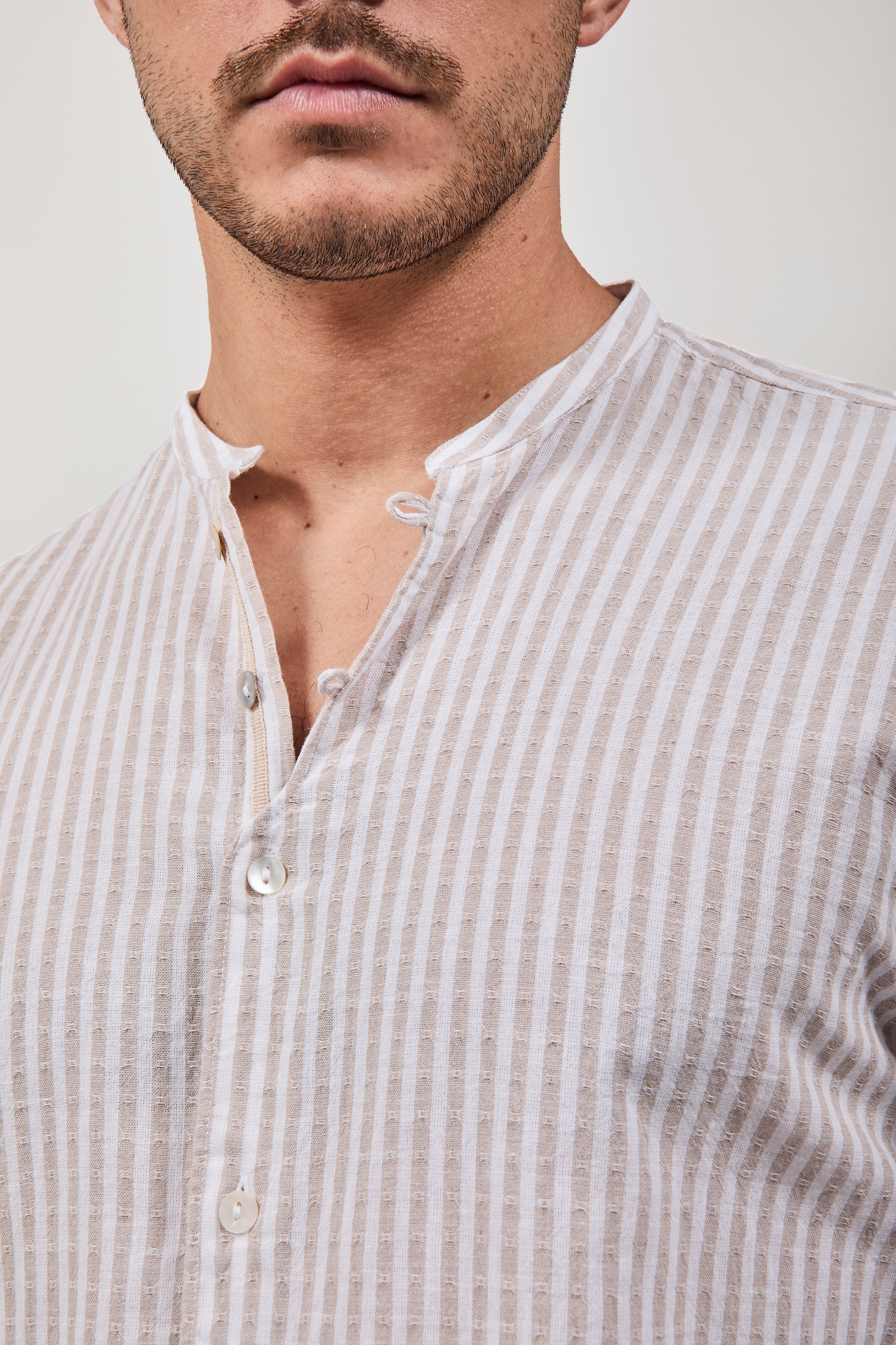 Camicia Over-D Coreana Riga Beige C13