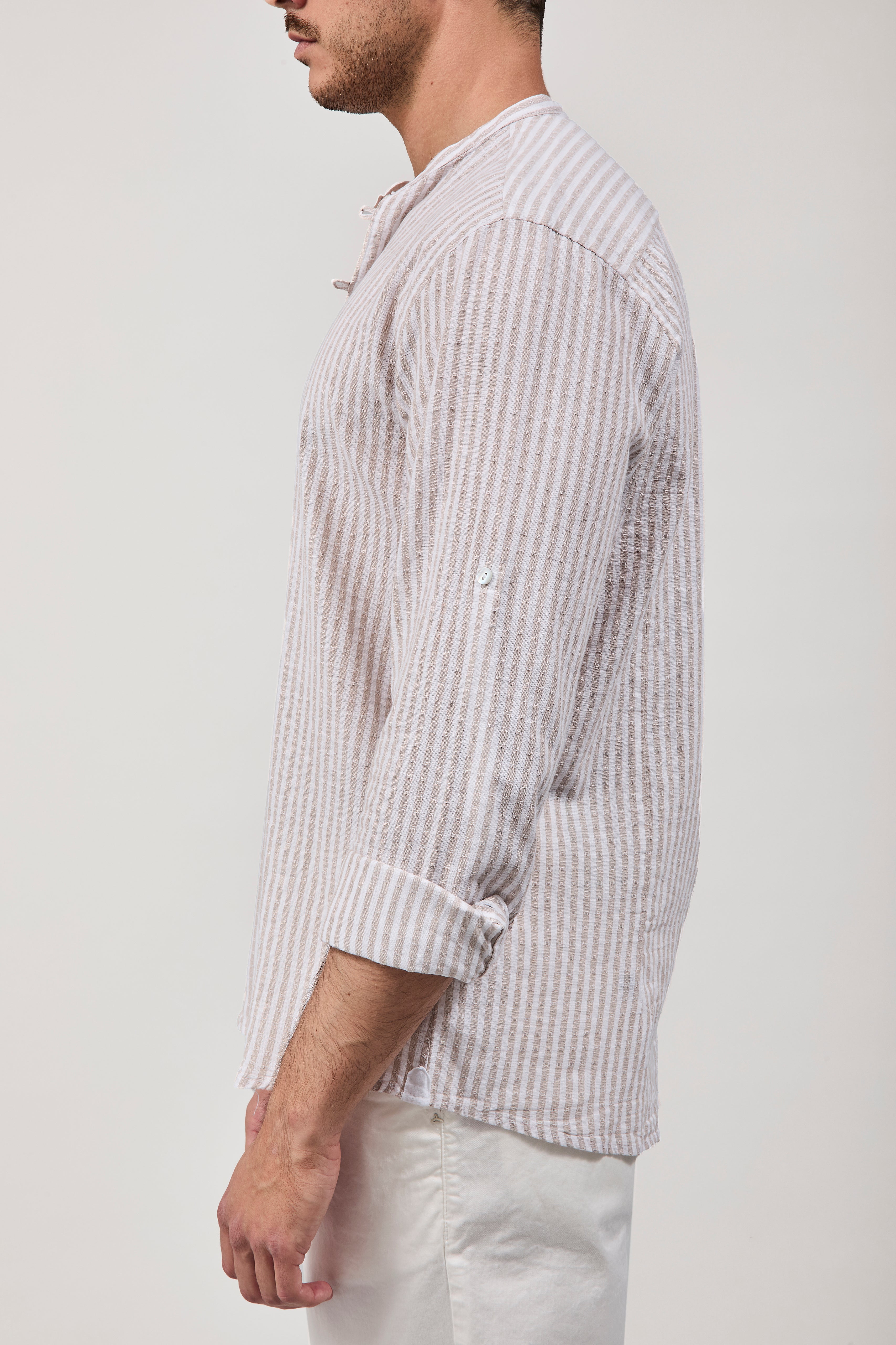 Camicia Over-D Coreana Riga Beige C13