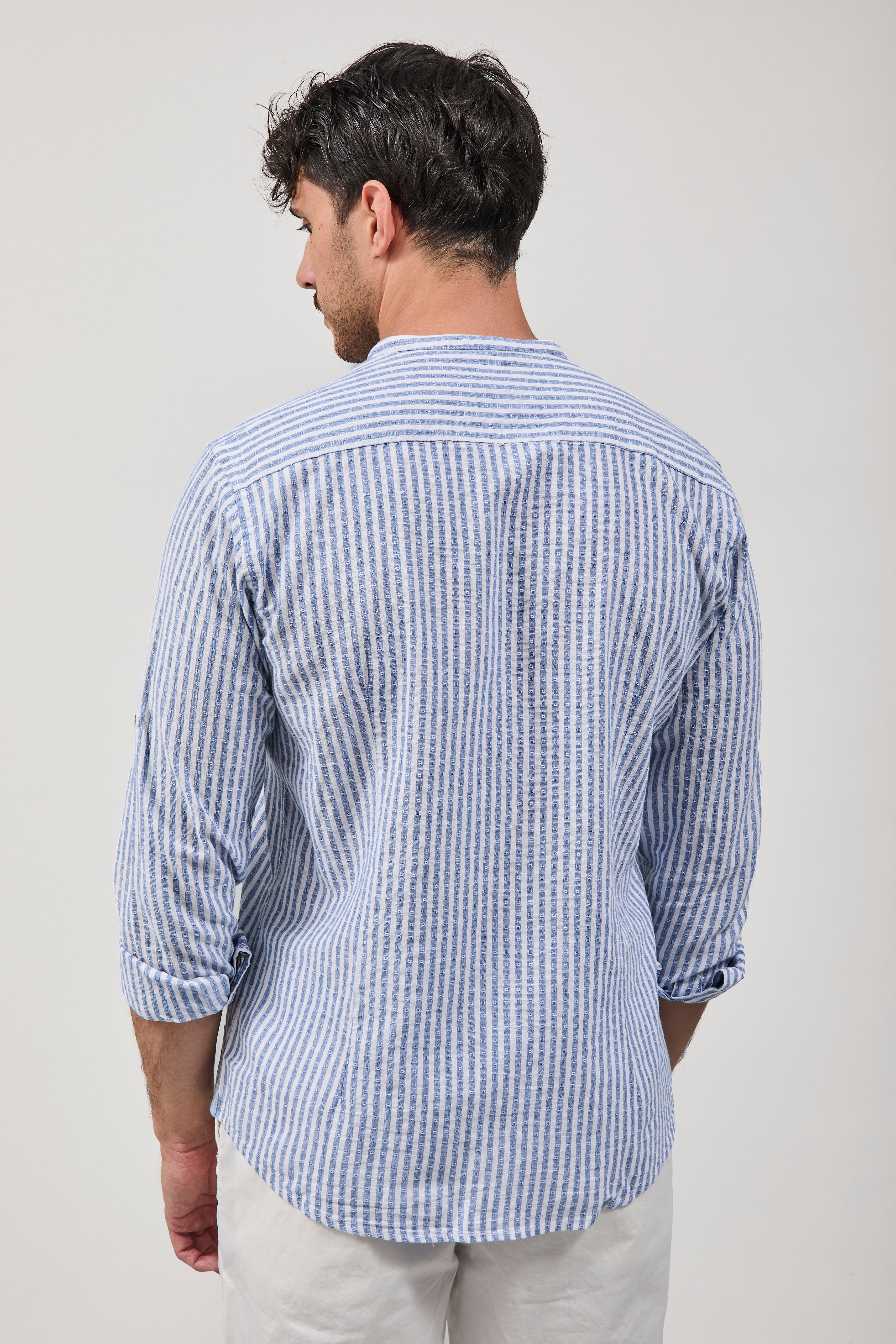 Camicia Over-D Coreana Riga Blu C13