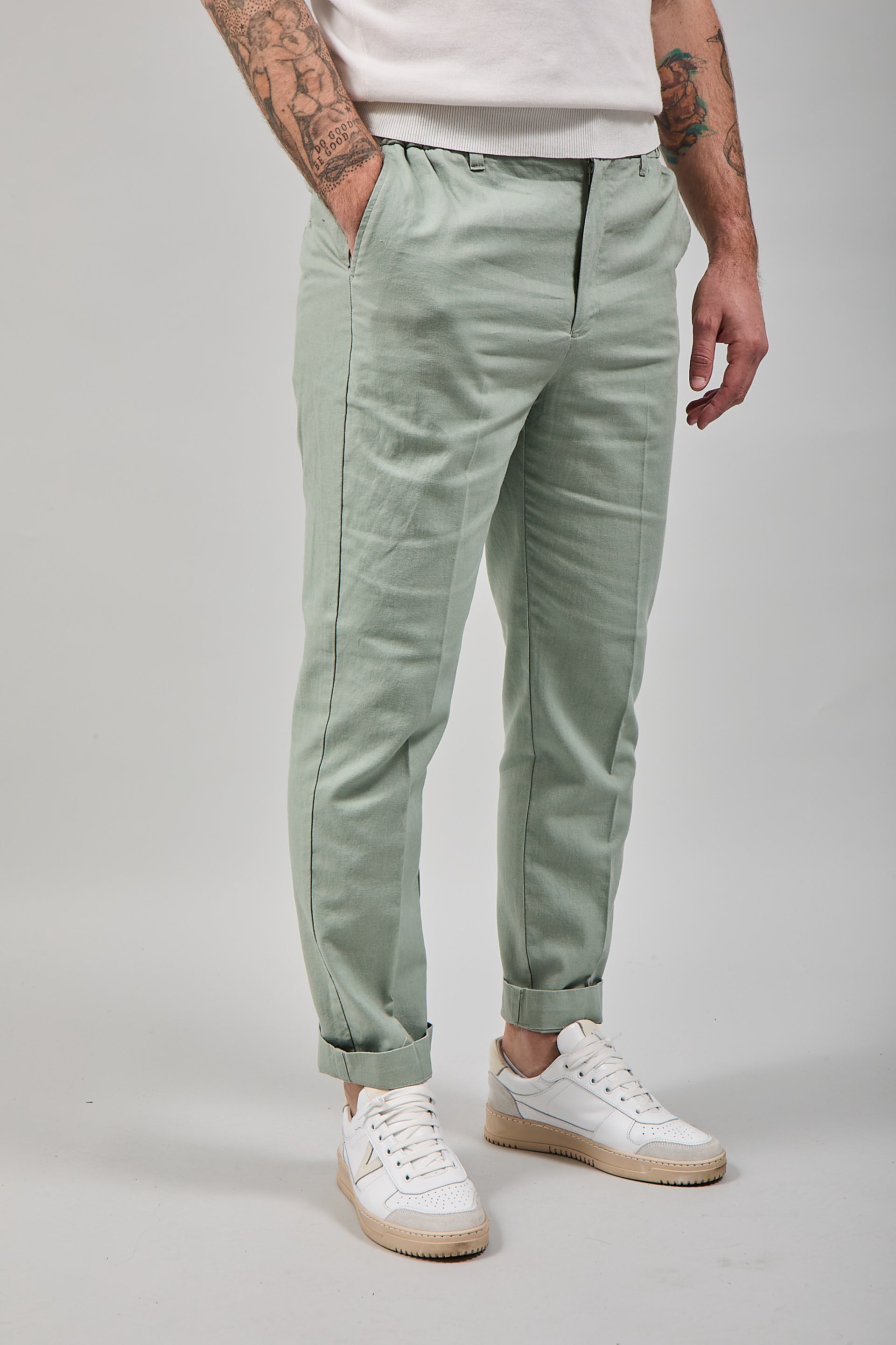 Pantalone Hamaki-ho Lino Verde Salvia 1839