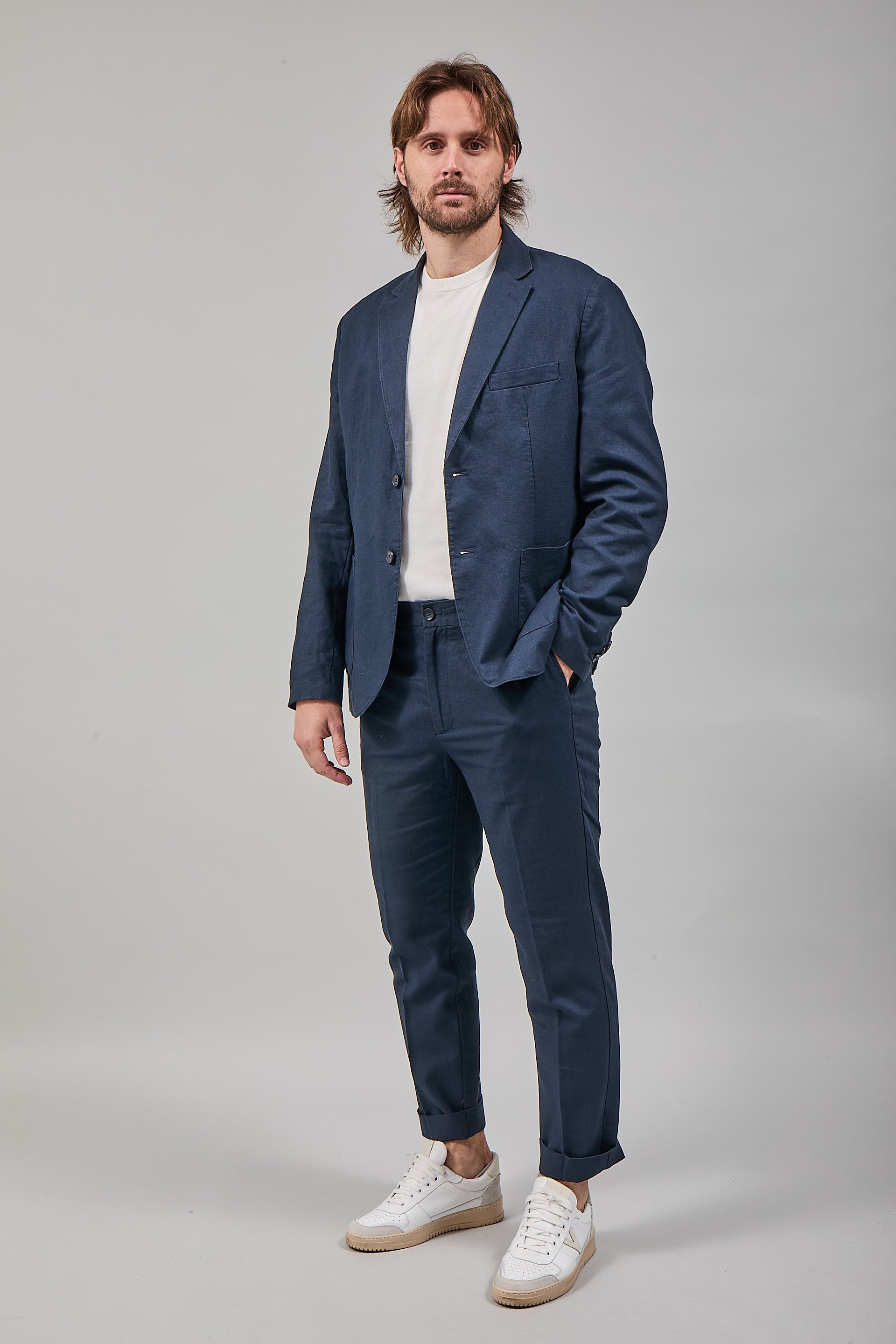 Pantalone Hamaki-ho Lino Blu 1839