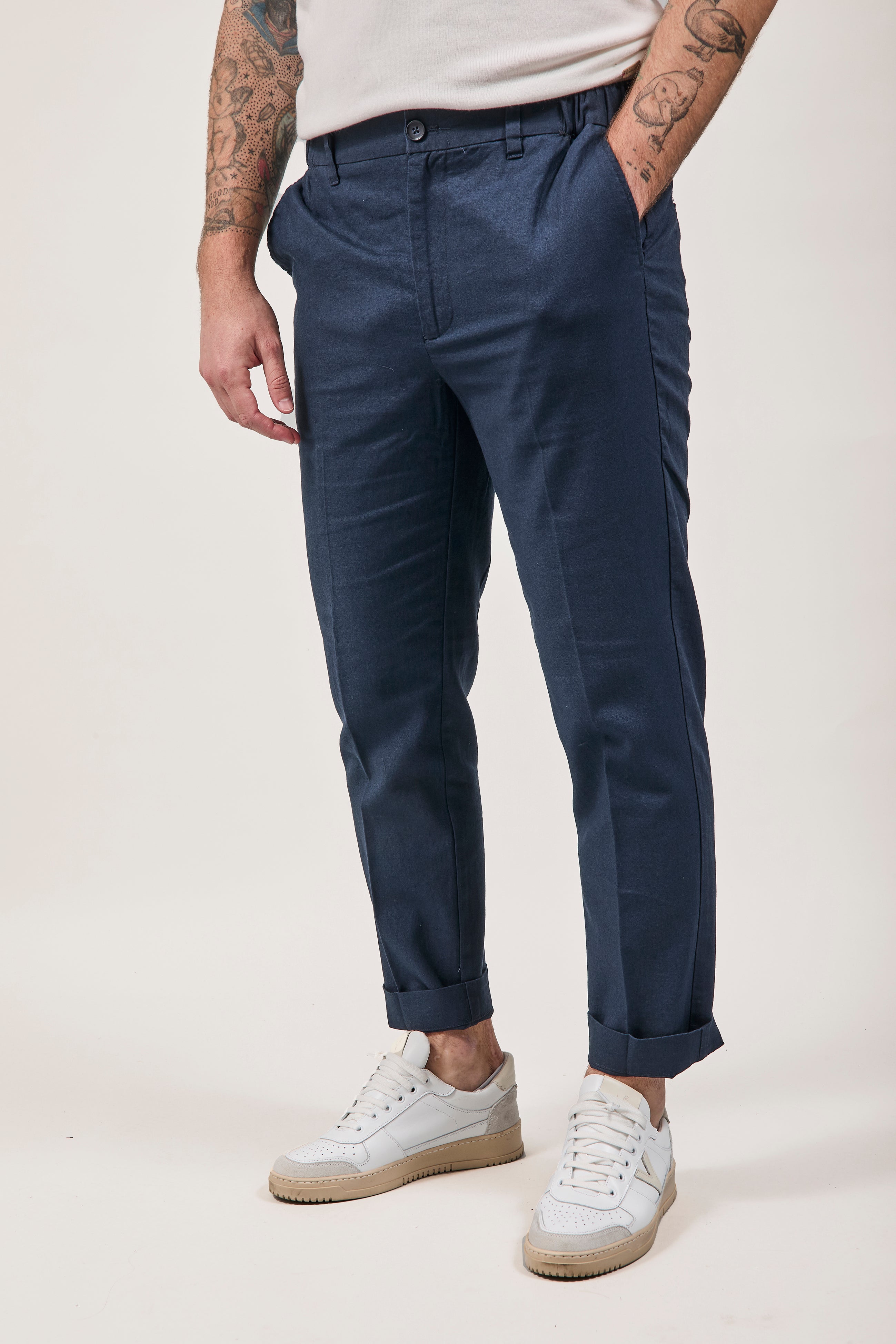 Pantalone Hamaki-ho Lino Blu 1839