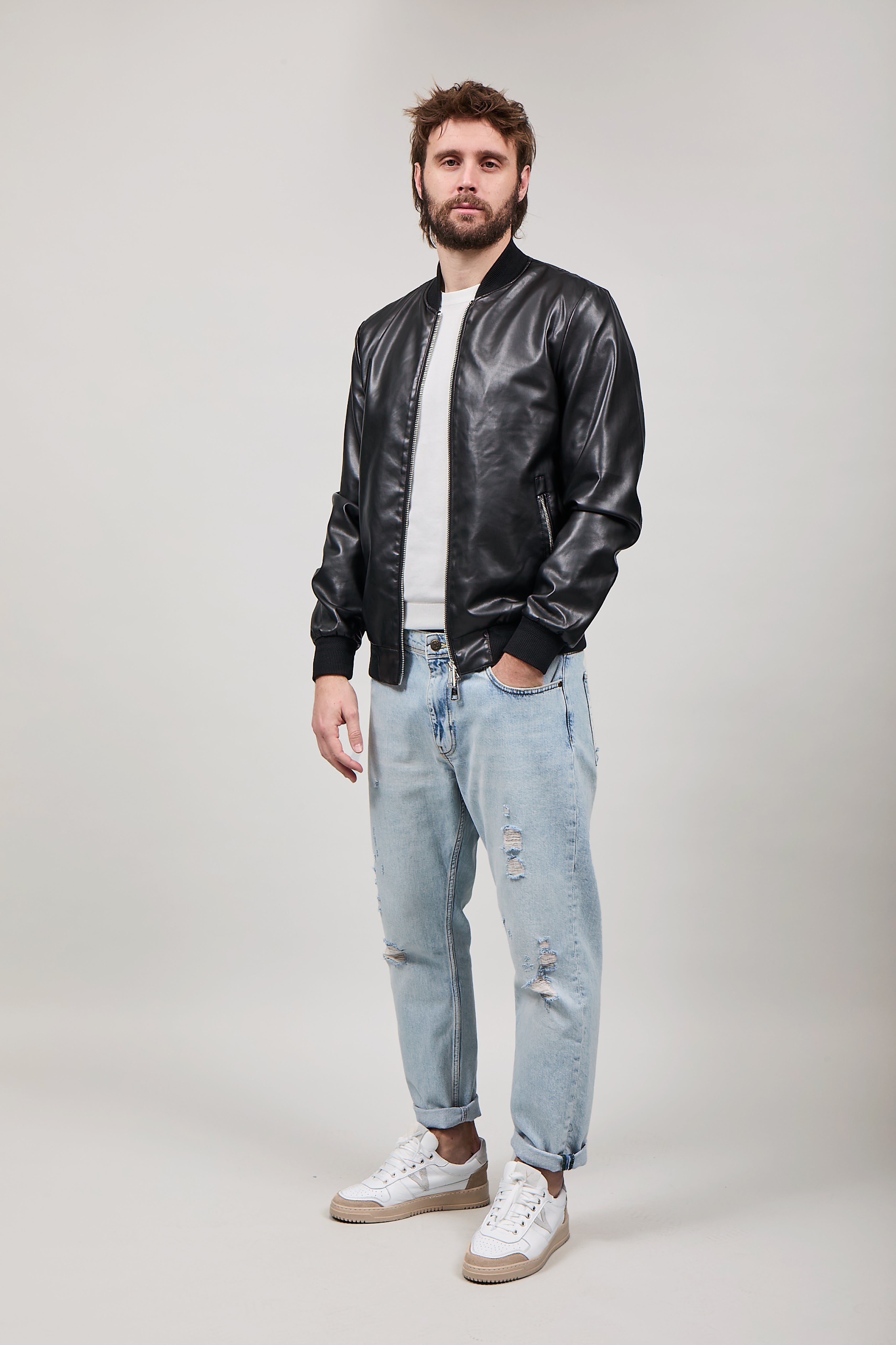 Bomber ecopelle Gianni Lupo 9371 Nero