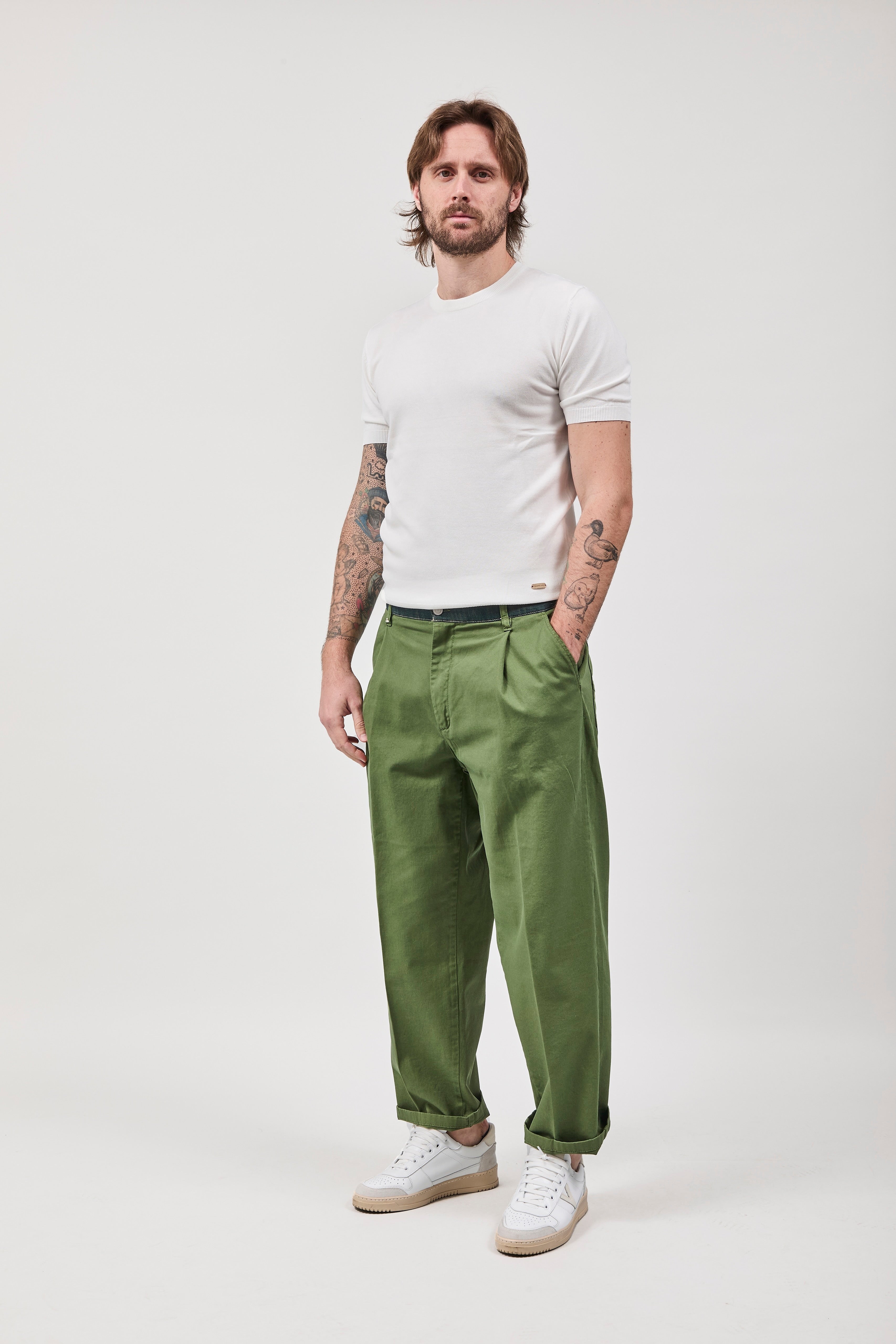 Pantalone cinta denim Berna Verde scuro