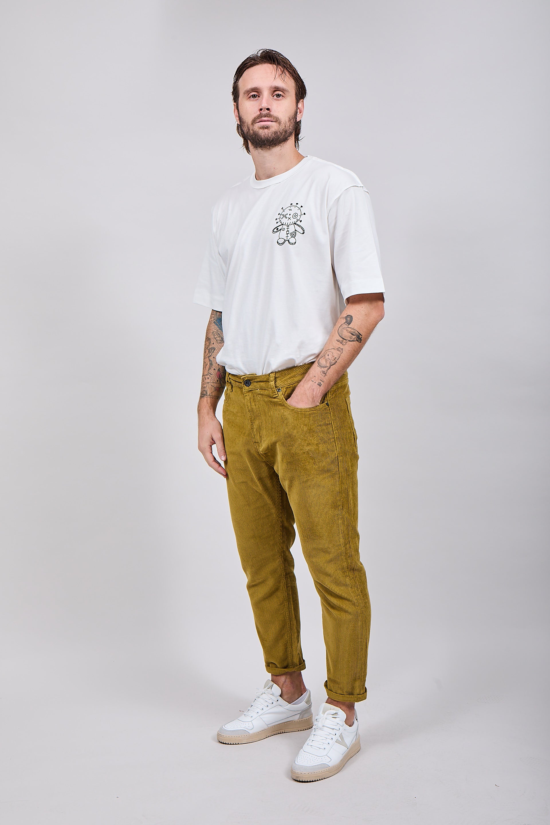 Pantalone Gianni Lupo Velluto Verde Olio 6227