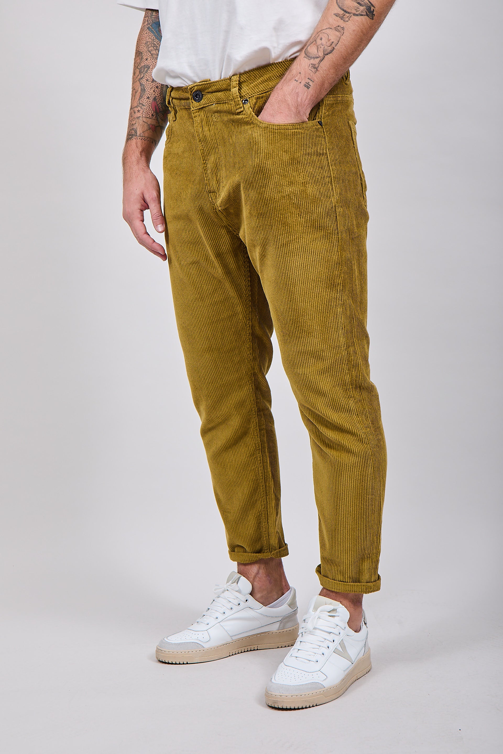 Pantalone Gianni Lupo Velluto Verde Olio 6227