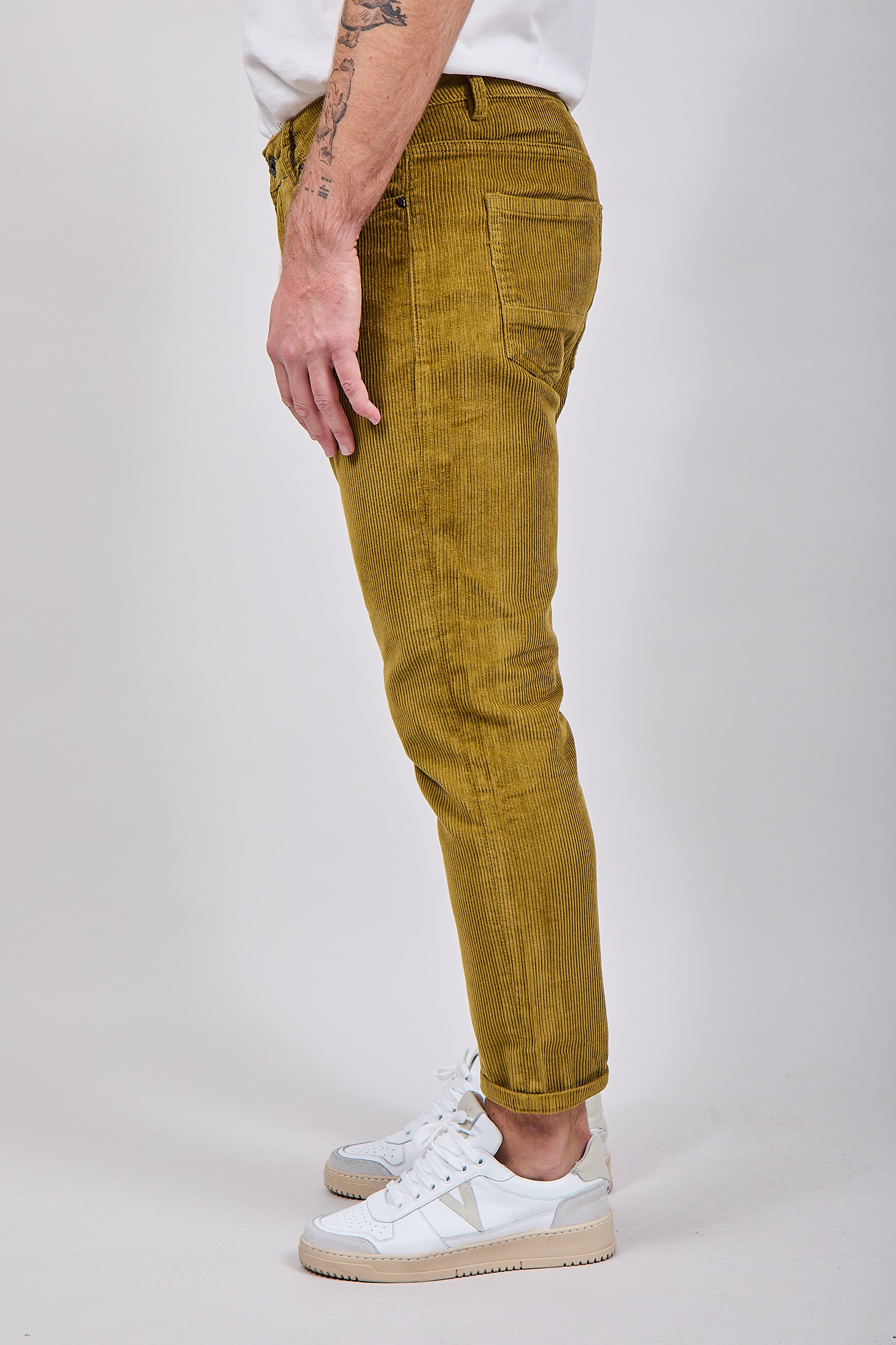 Pantalone Gianni Lupo Velluto Verde Olio 6227