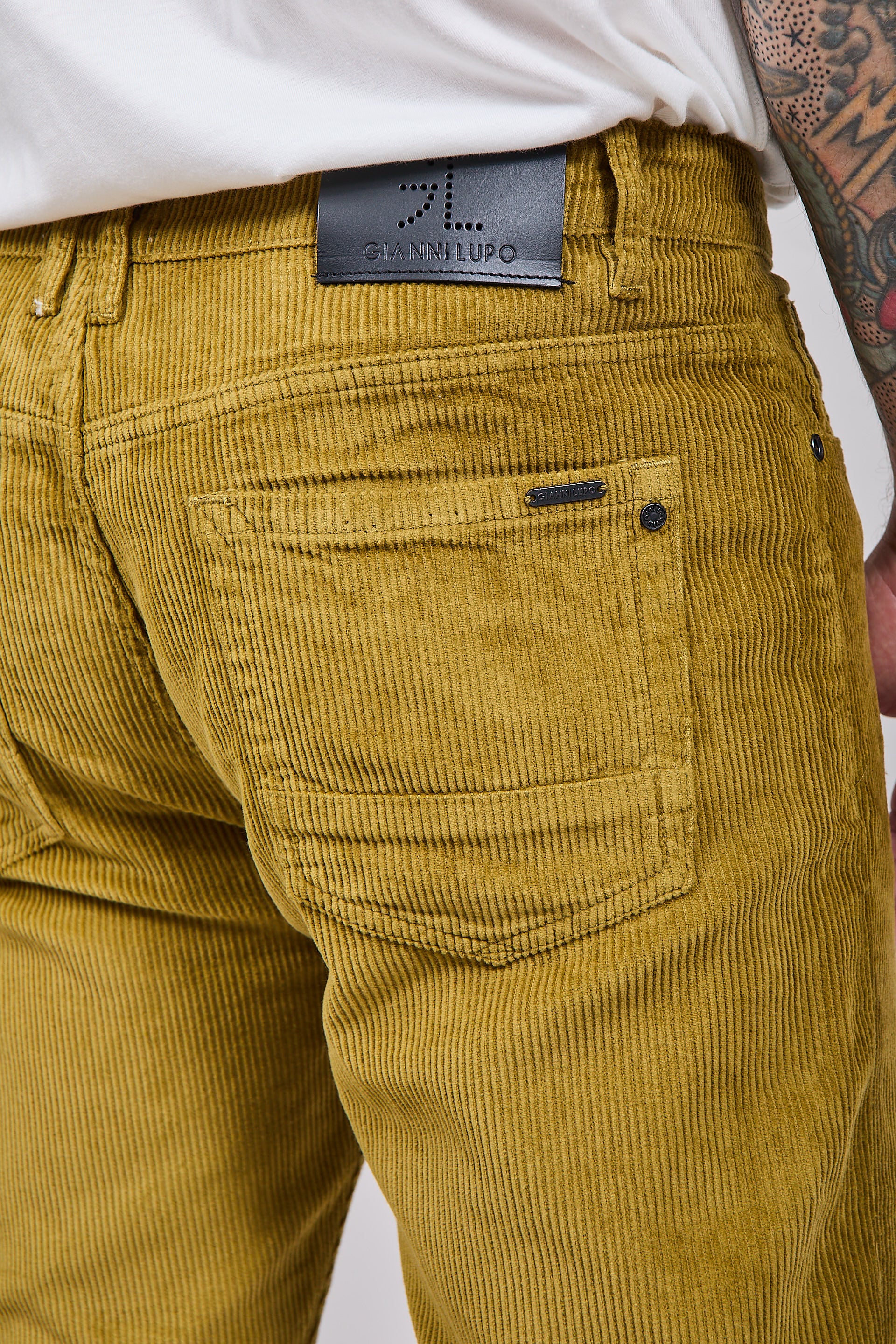 Pantalone Gianni Lupo Velluto Verde Olio 6227