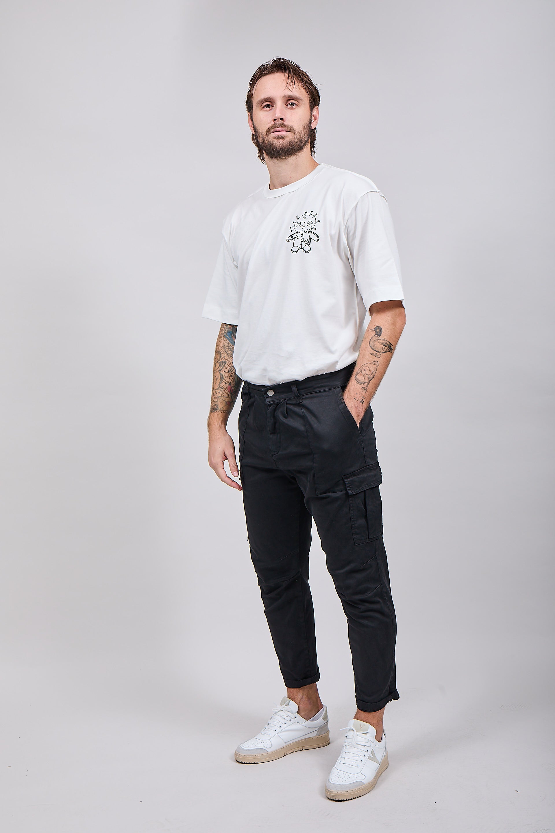Pantalone Over-d Cargo Nero P40