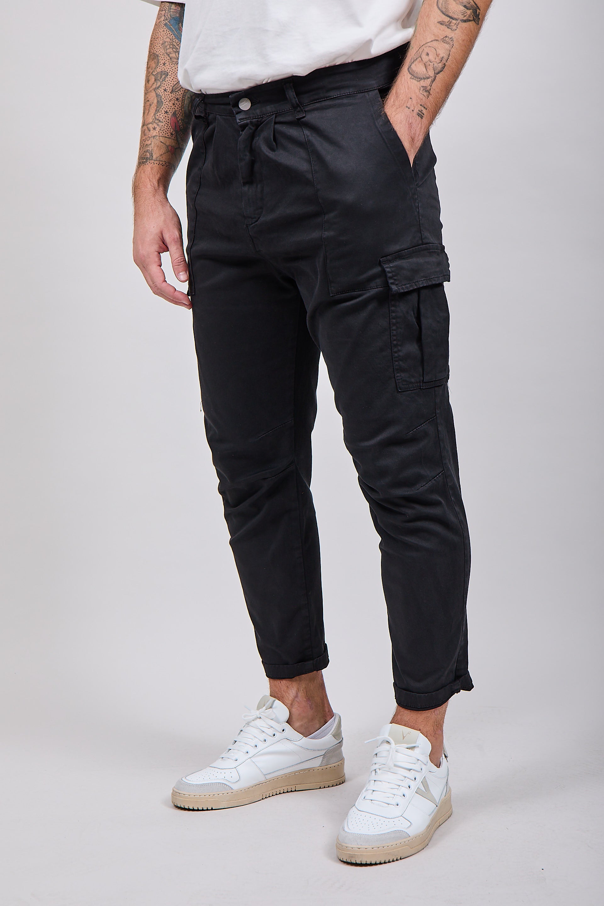 Pantalone Over-d Cargo Nero P40