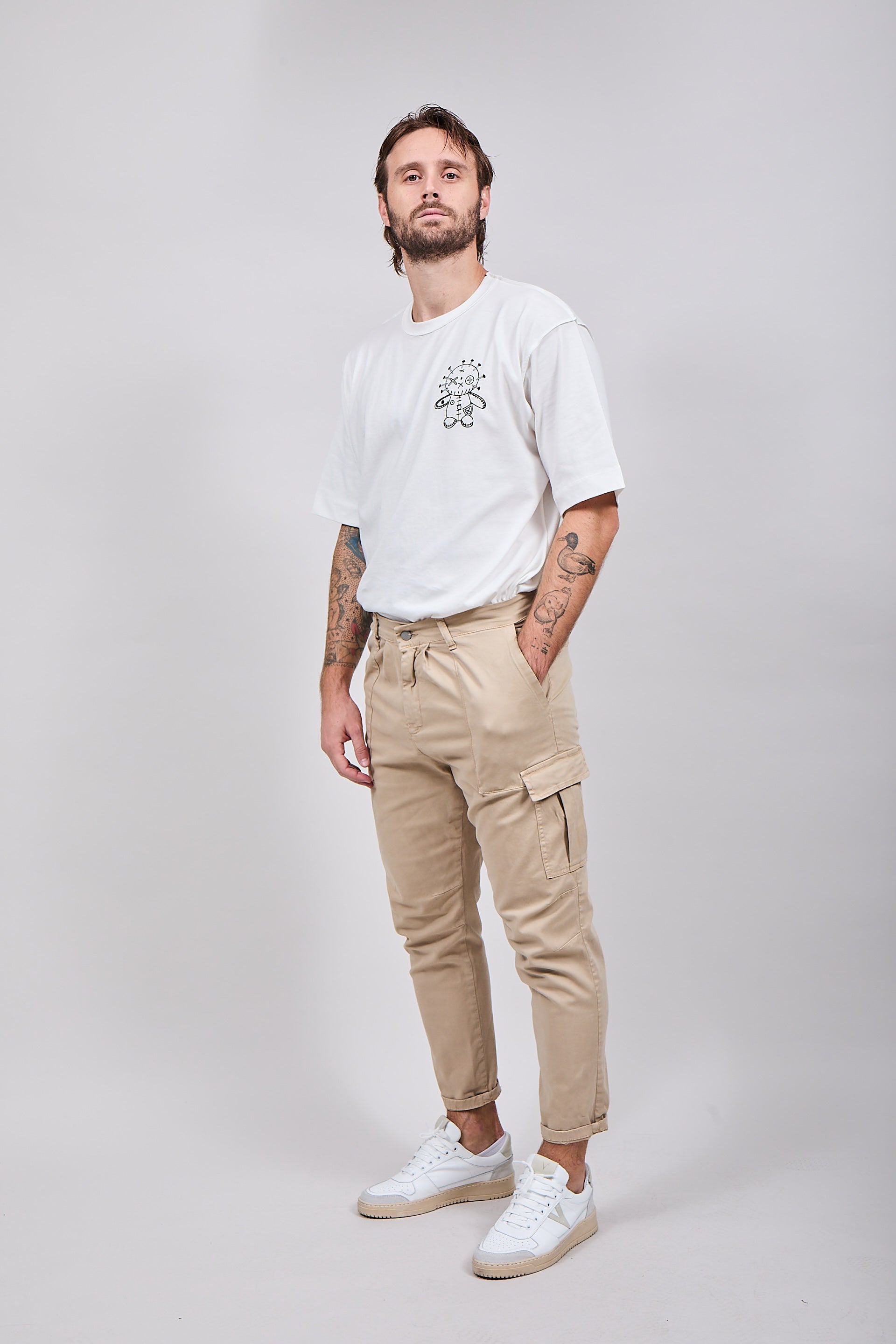 Pantalone Over-d Cargo Beige P40