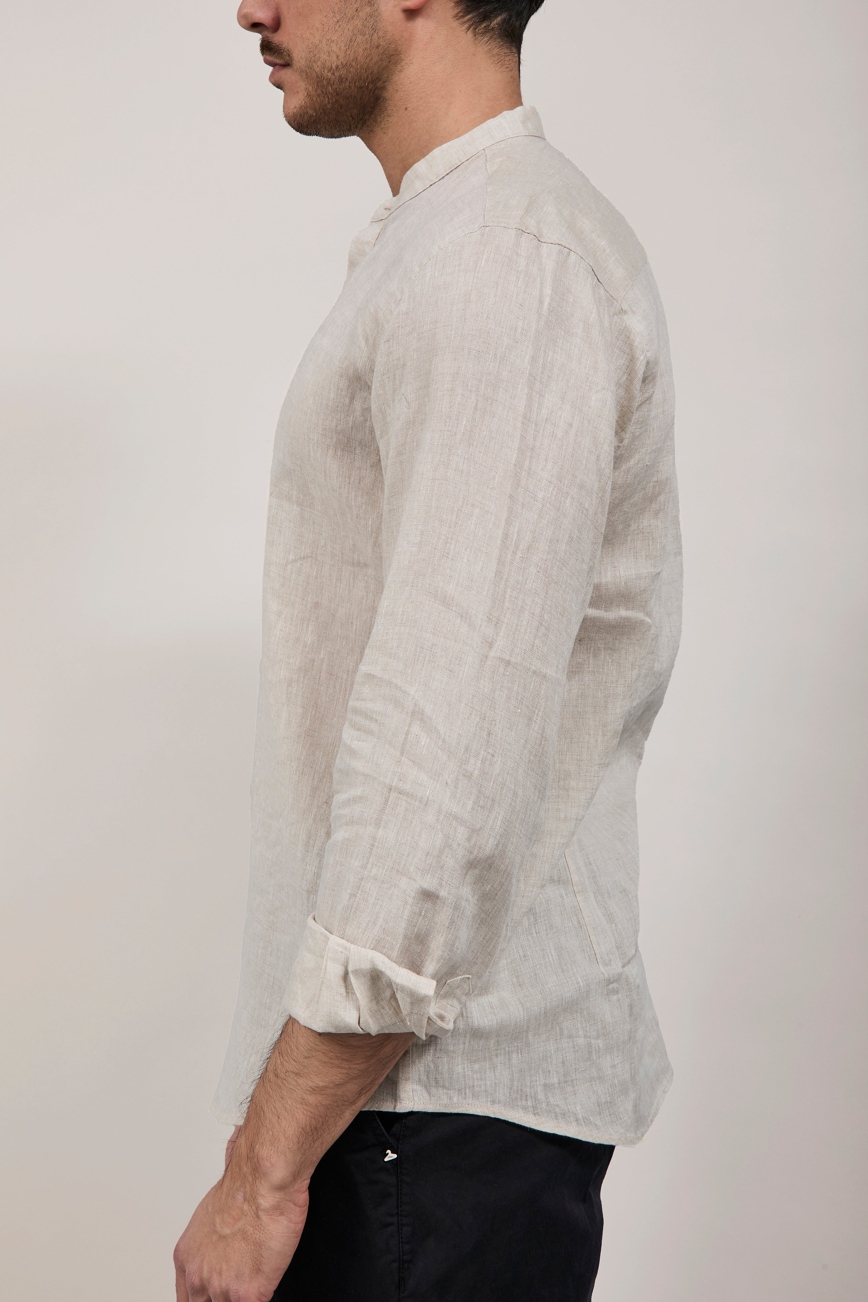 Camicia Gianni Lupo Lino Coreana 7620 Beige