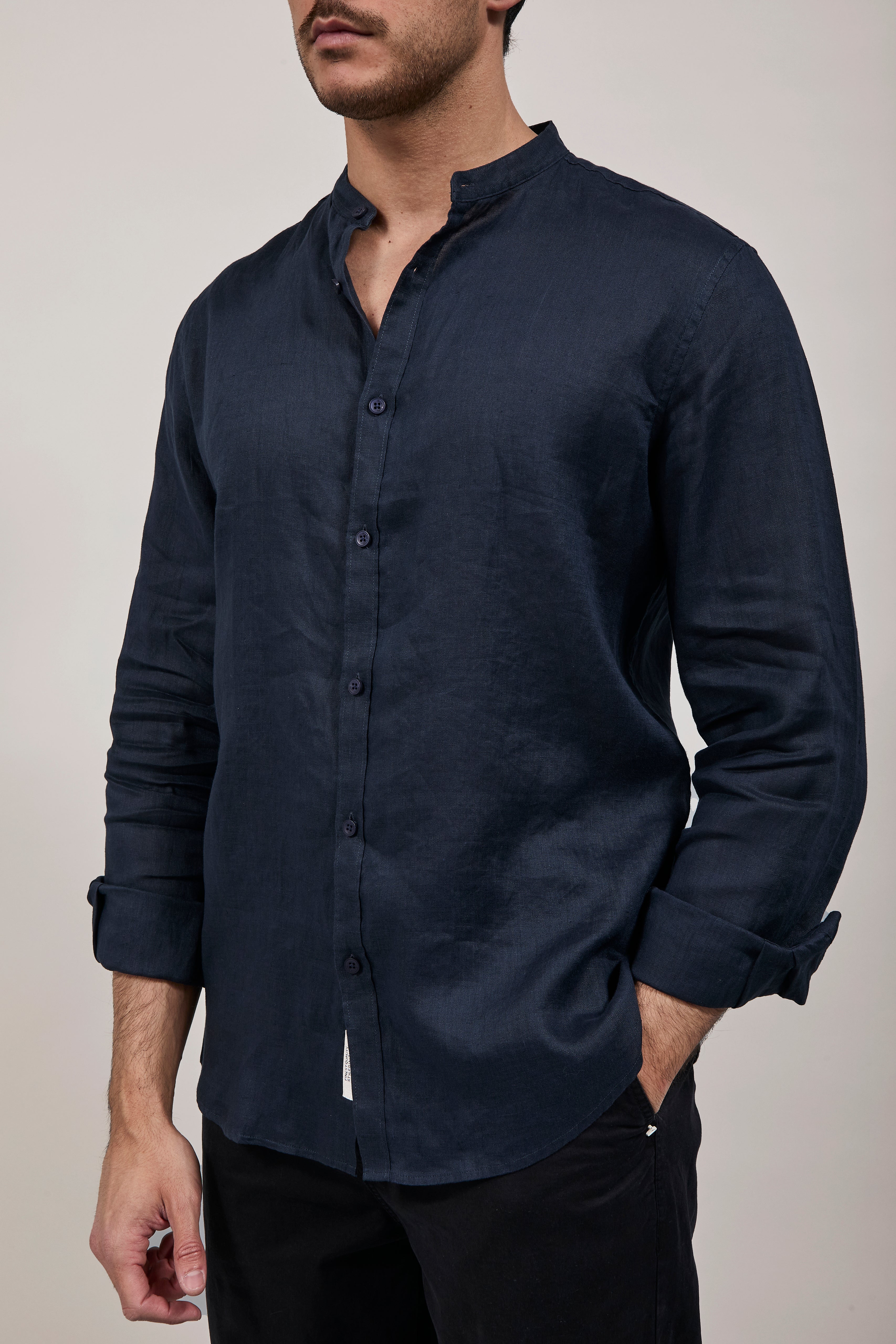 Camicia Gianni Lupo Lino Coreana 7620 Navy