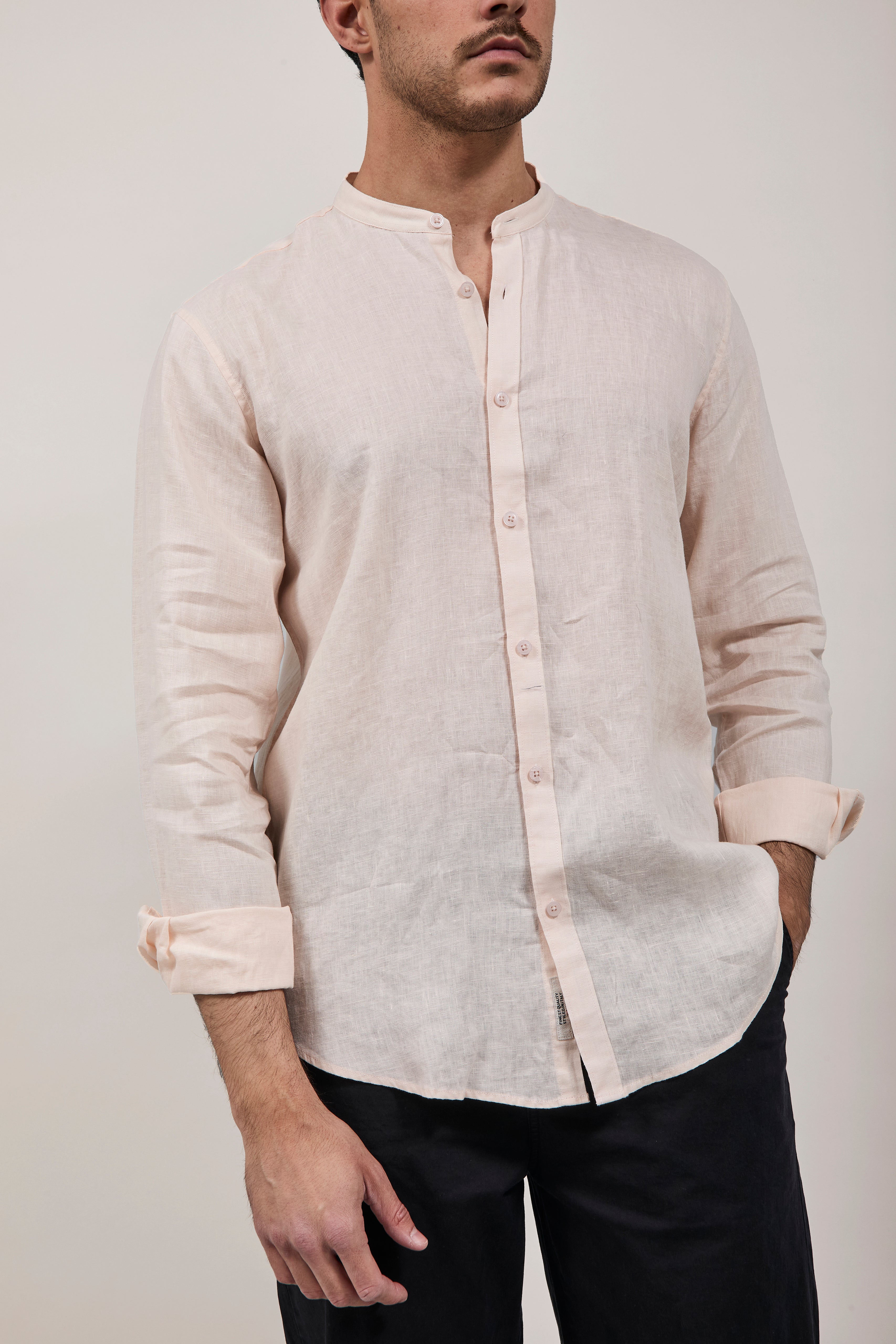Camicia Gianni Lupo Lino Coreana 7620 Rosa