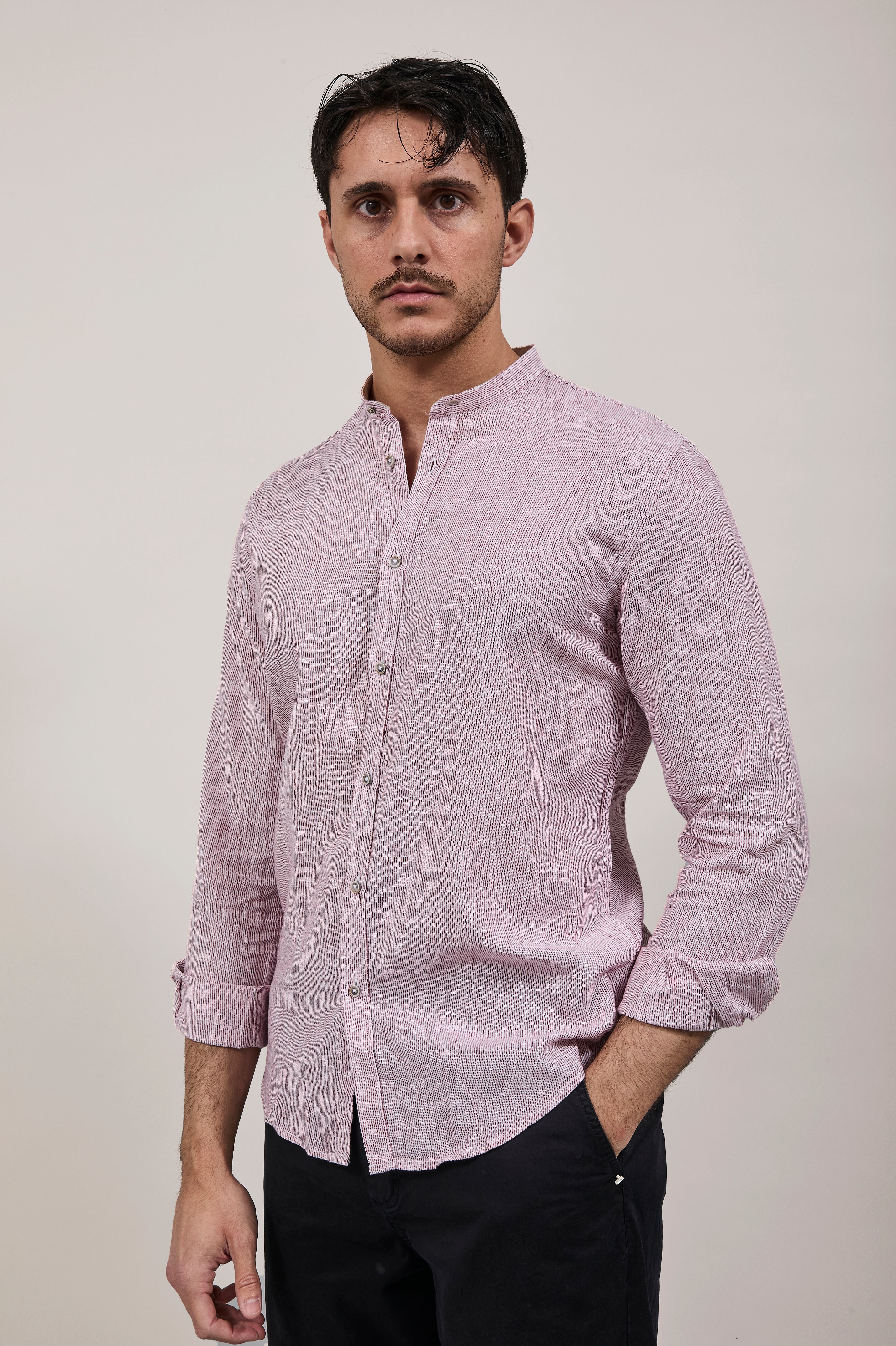 Camicia Block Eleven Microriga Bordeaux 89