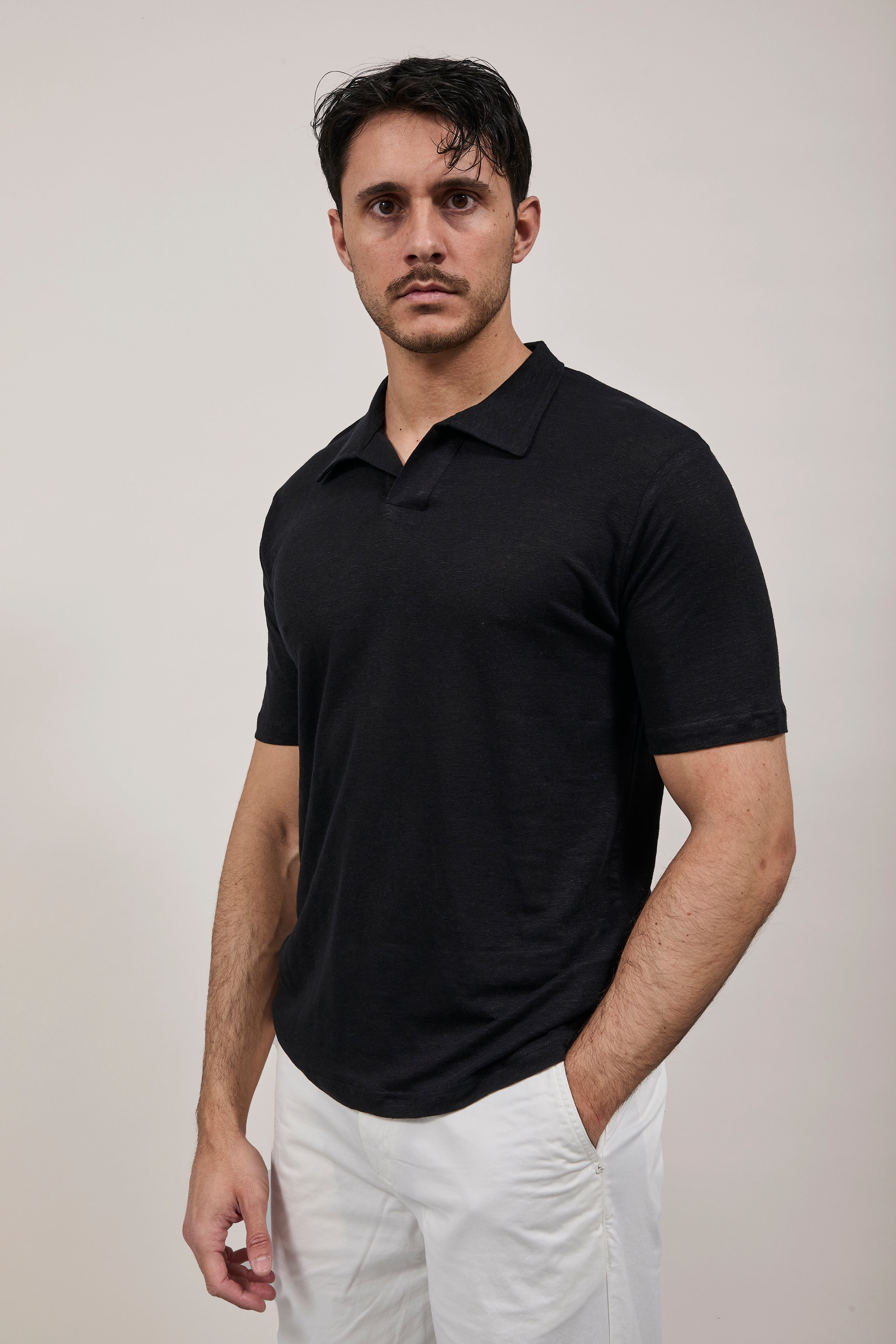 Polo Alta Tensione Lino Nera F64