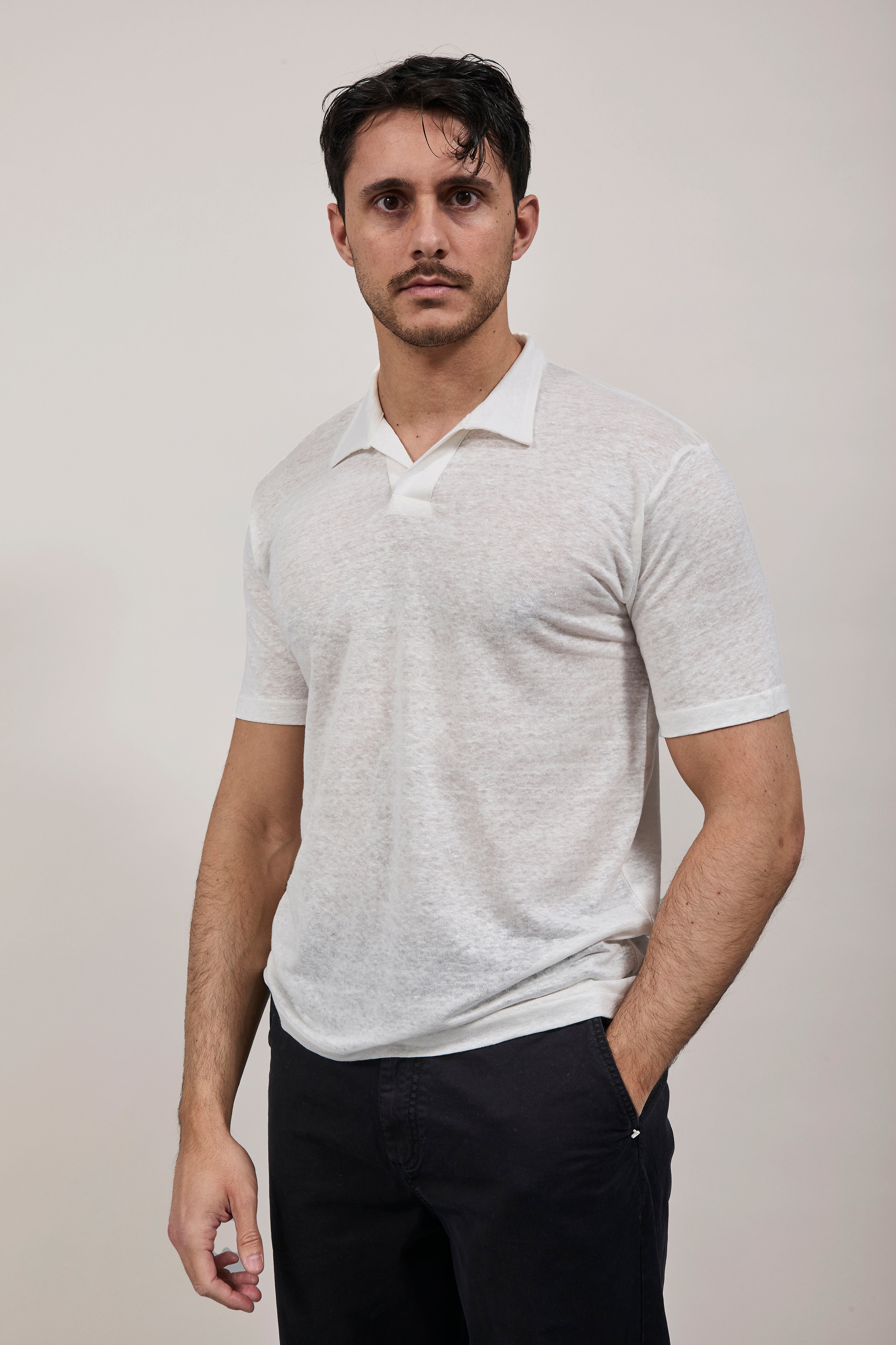 Polo Alta Tensione Lino Latte F64