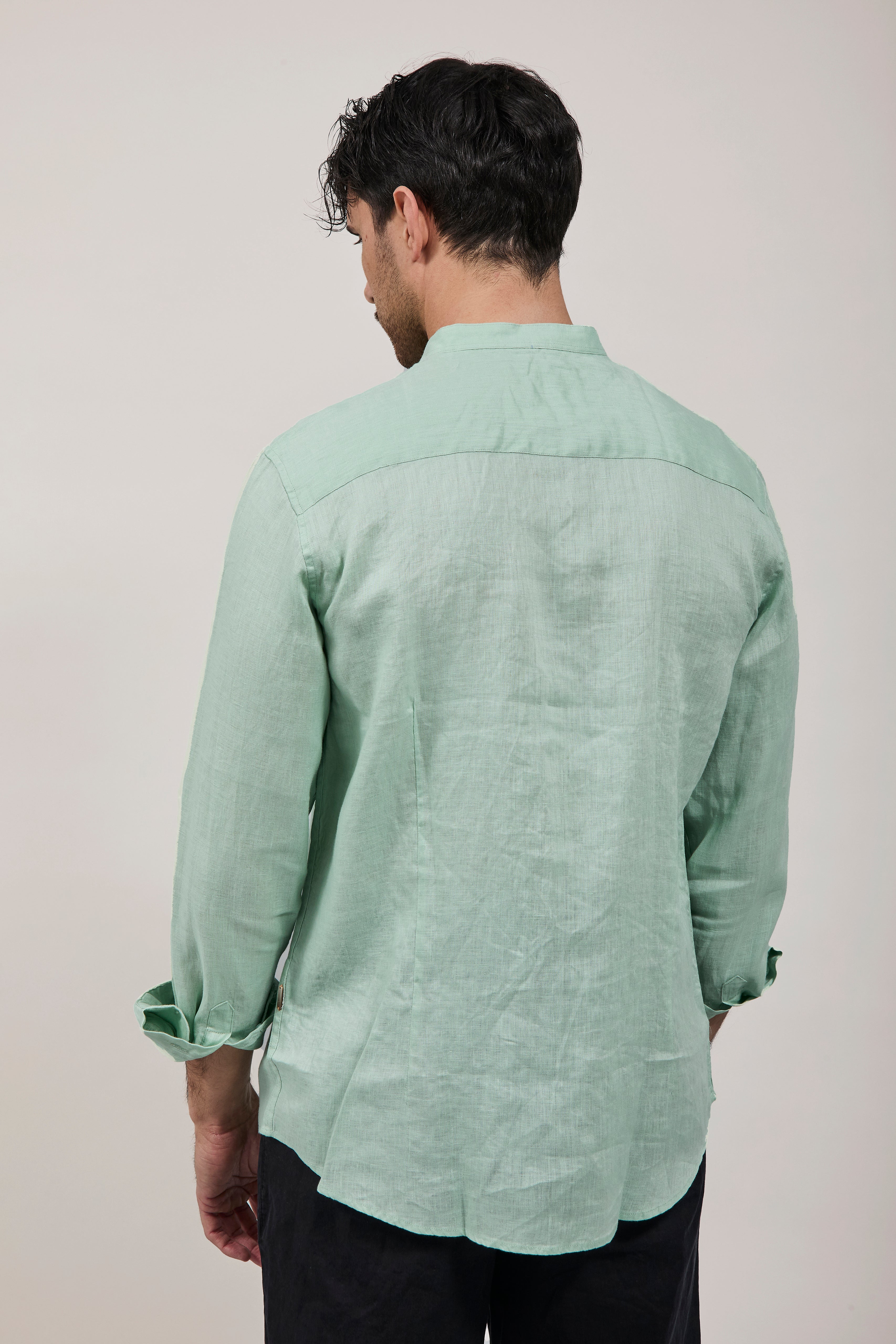 Camicia Gianni Lupo Lino Coreana 7620 Menta