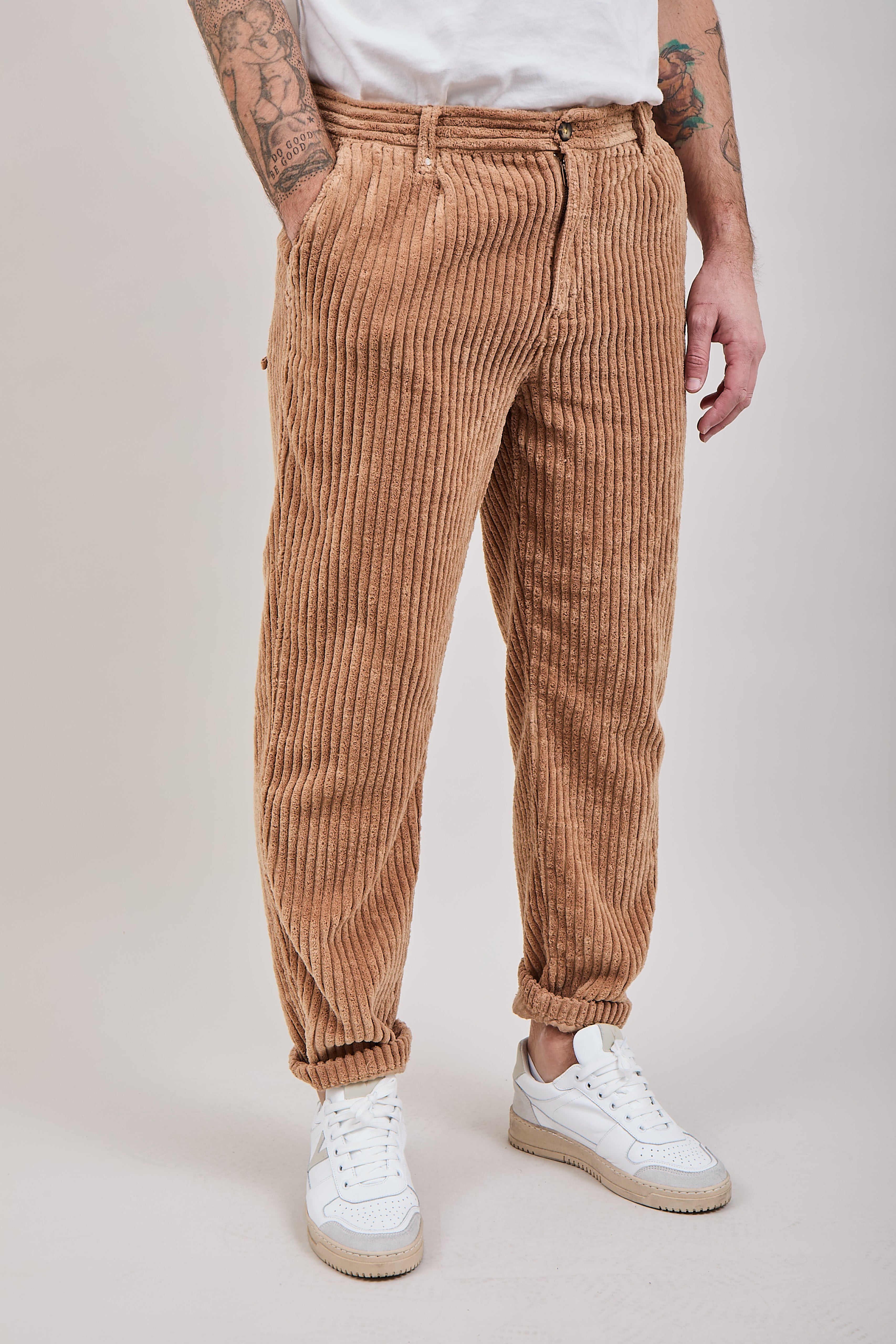 Pantalone Block Eleven Velluto Canvas Sabbia