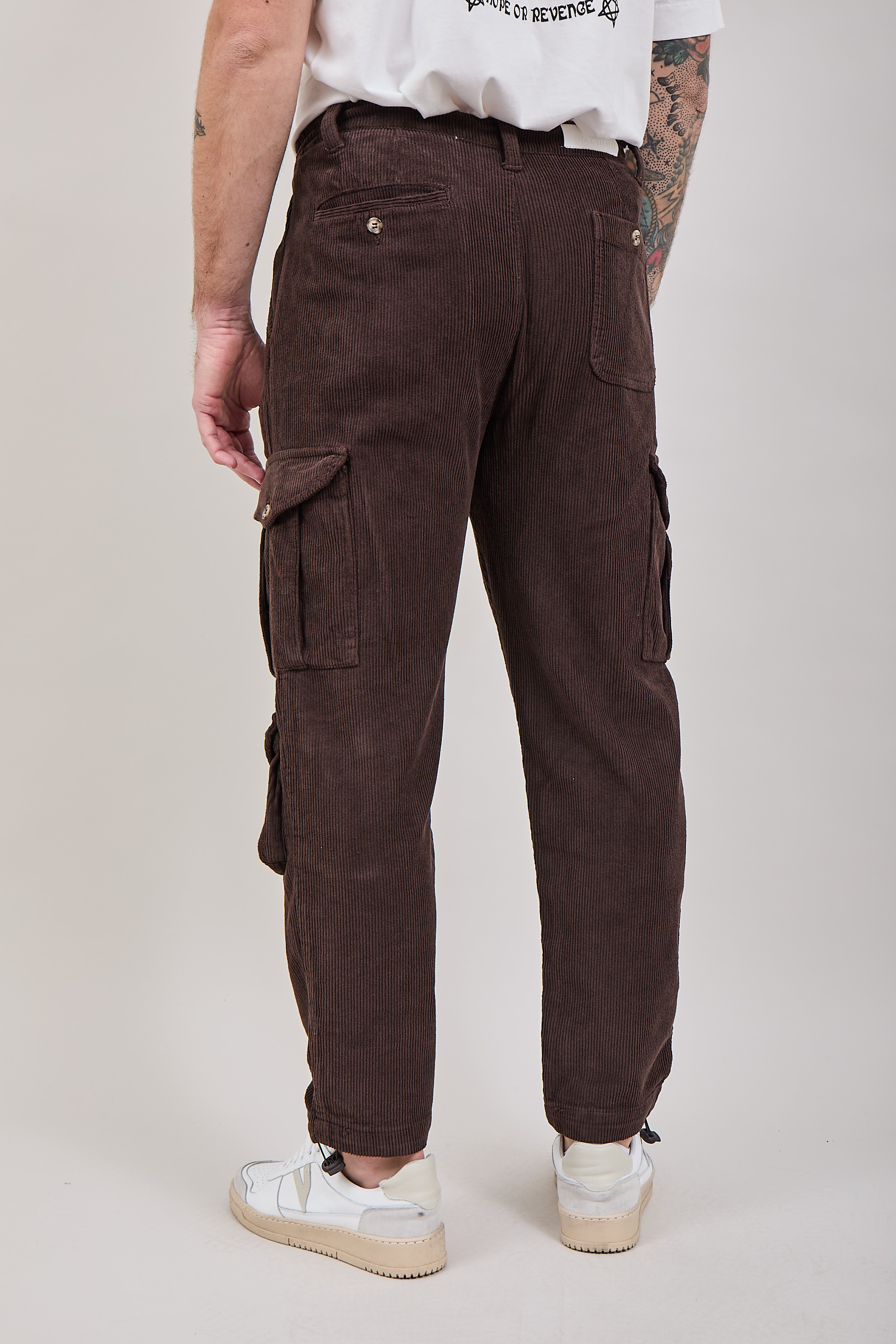 Pantalone Block Eleven Cargo Velluto Castagno